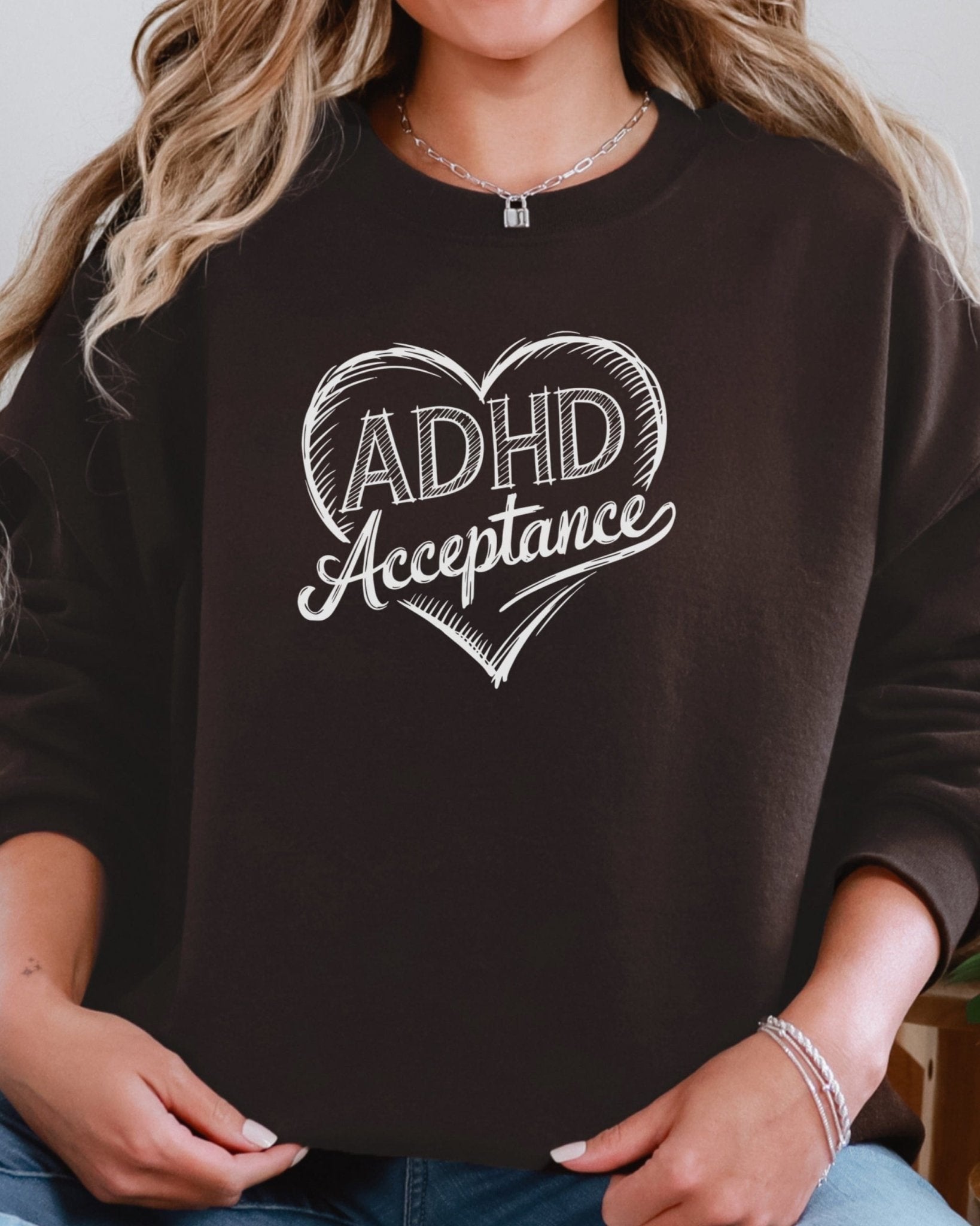 Autism Sweatshirt - ADHD Acceptance Love Heart Sketch Sweatshirt - Daily Bloom