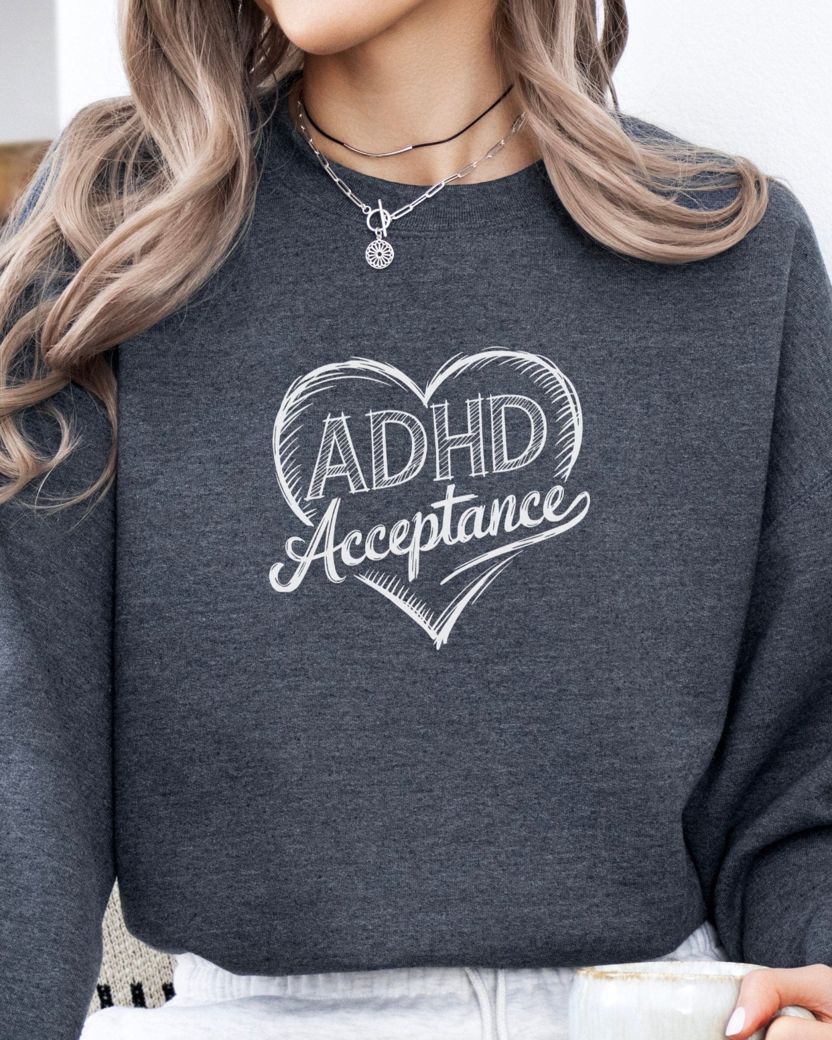 Autism Sweatshirt - ADHD Acceptance Love Heart Sketch Sweatshirt - Daily Bloom