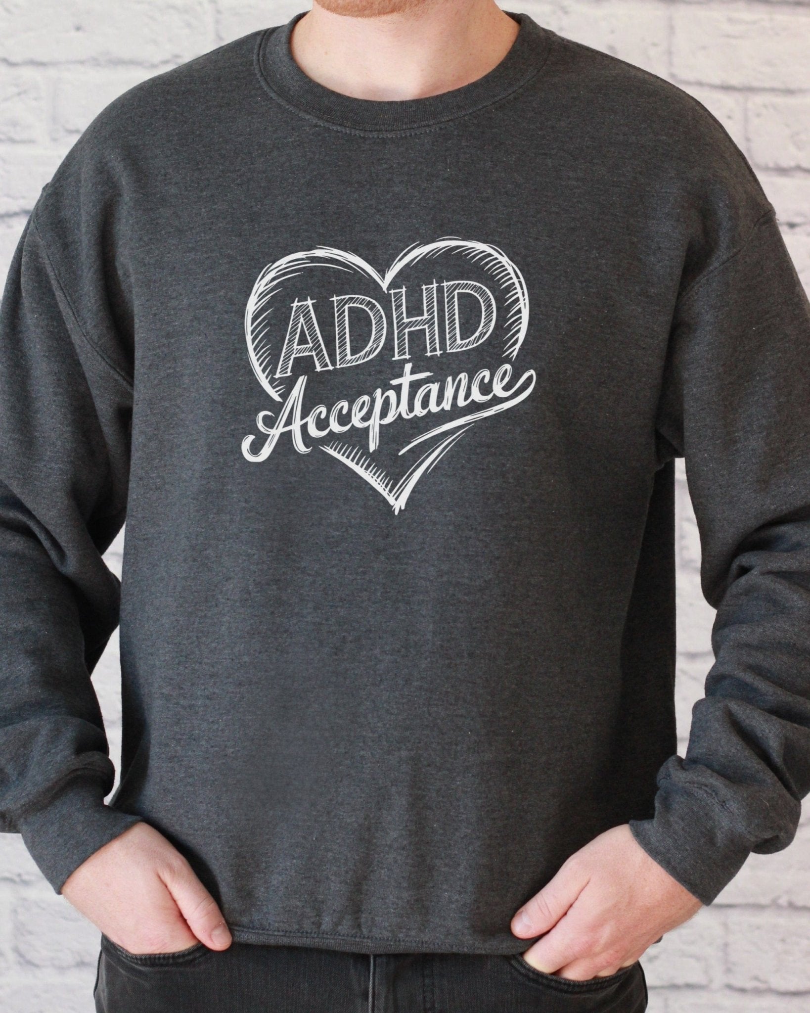Autism Sweatshirt - ADHD Acceptance Love Heart Sketch Sweatshirt - Daily Bloom