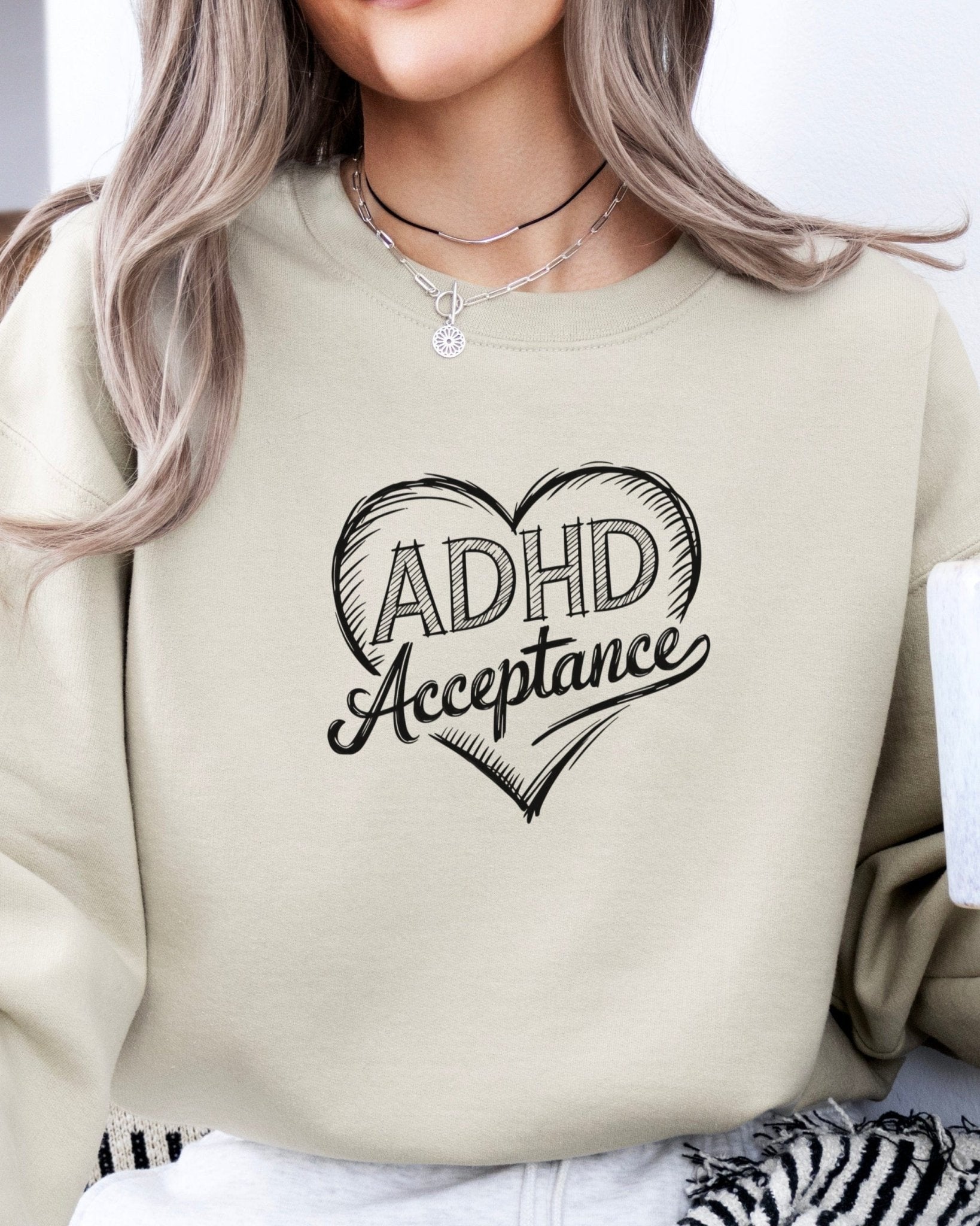 Autism Sweatshirt - ADHD Acceptance Love Heart Sketch Sweatshirt - Daily Bloom