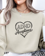 Autism Sweatshirt By Daily Bloom ADHD Acceptance Love Heart Sketch Sweatshirt