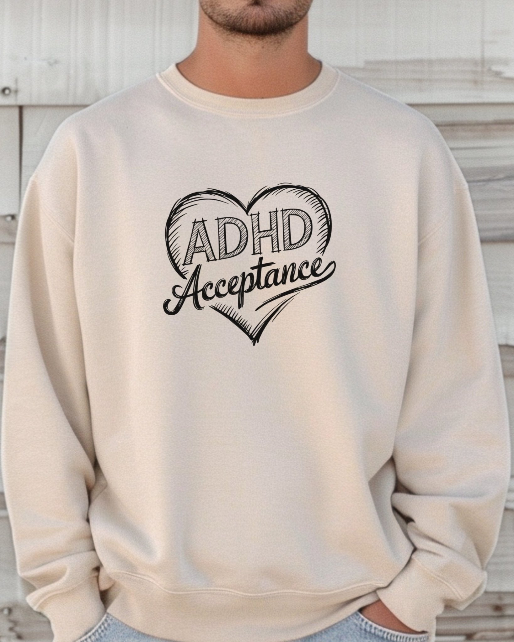 Autism Sweatshirt - ADHD Acceptance Love Heart Sketch Sweatshirt - Daily Bloom
