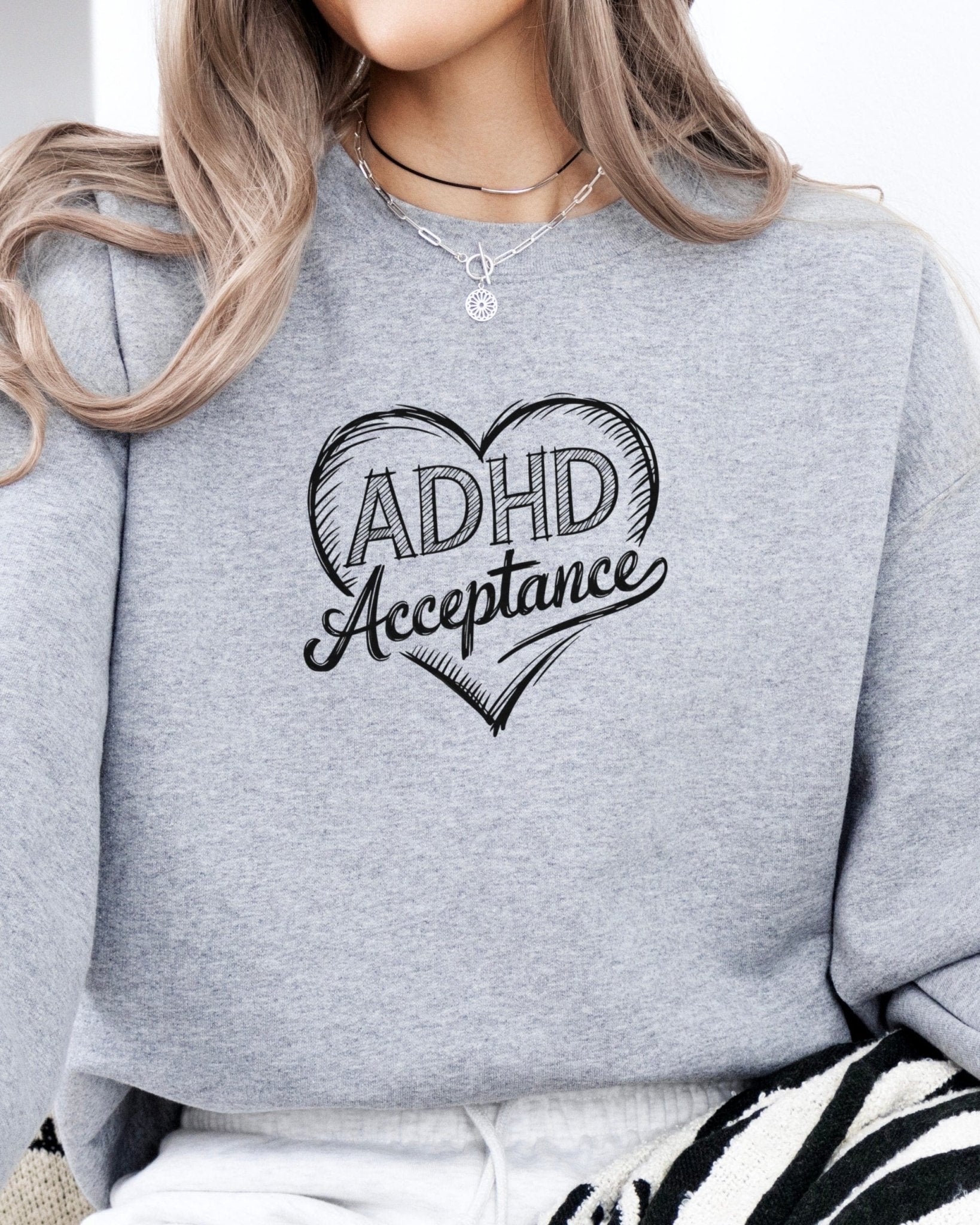 Autism Sweatshirt - ADHD Acceptance Love Heart Sketch Sweatshirt - Daily Bloom