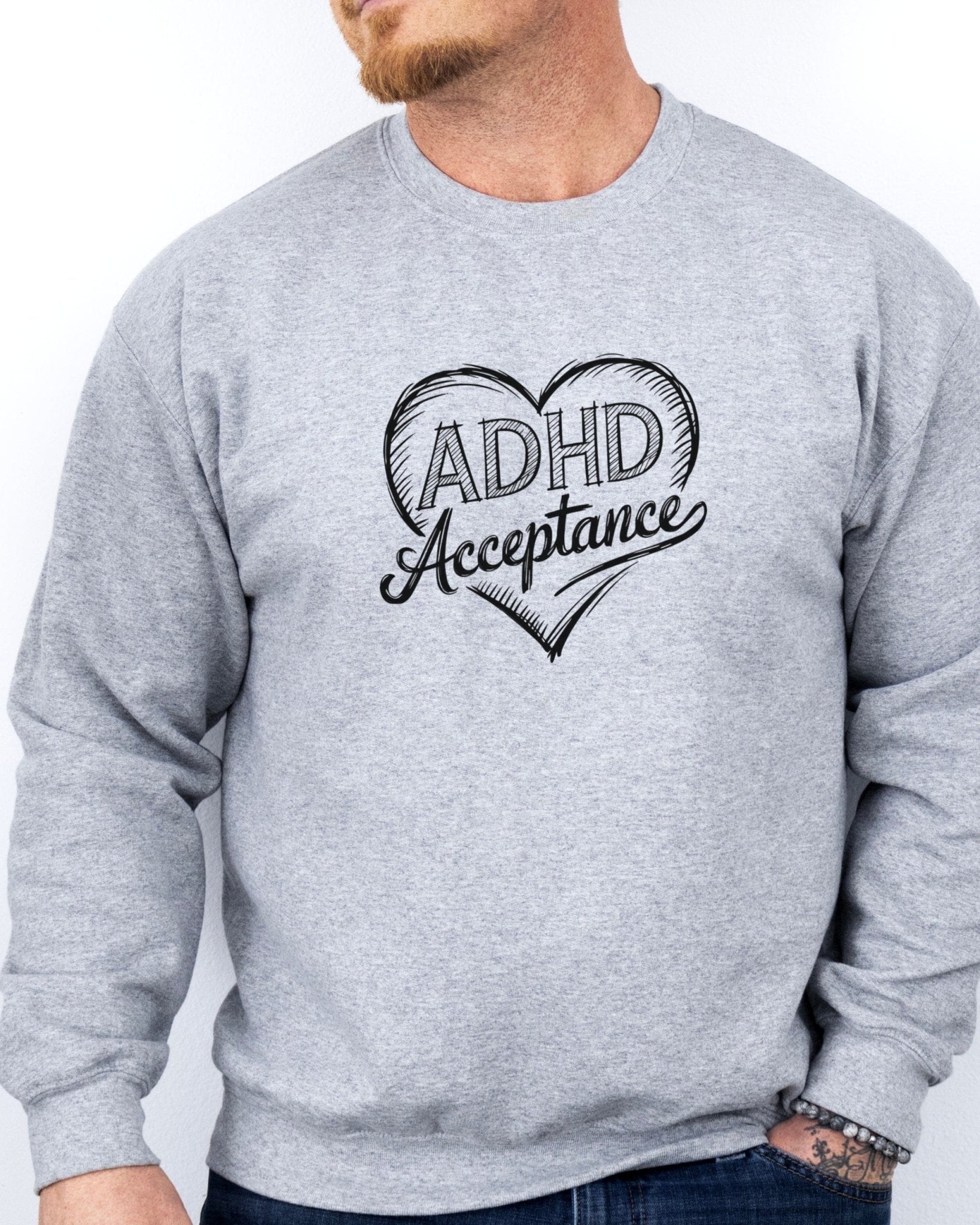 Autism Sweatshirt - ADHD Acceptance Love Heart Sketch Sweatshirt - Daily Bloom