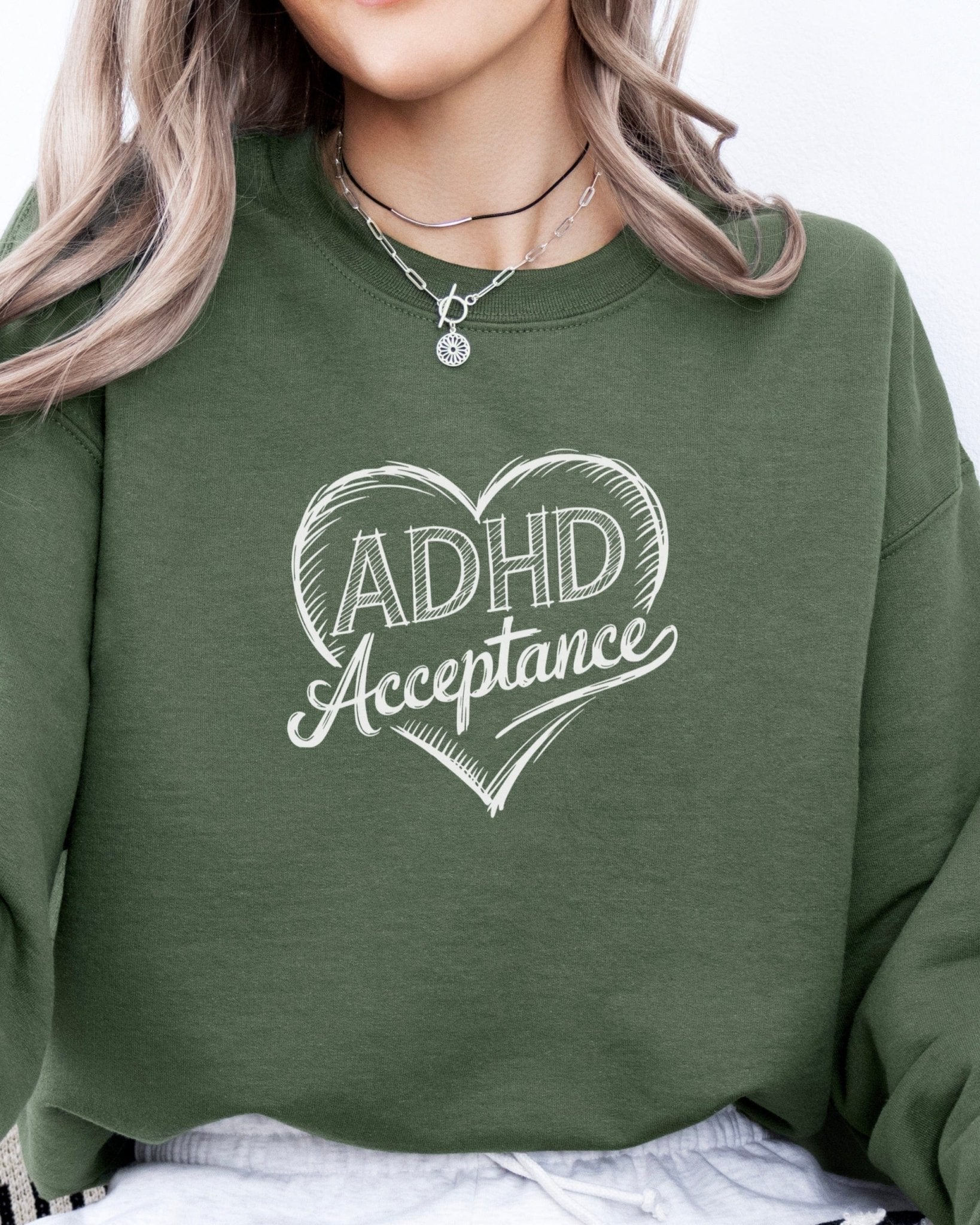 Autism Sweatshirt - ADHD Acceptance Love Heart Sketch Sweatshirt - Daily Bloom