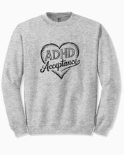 Autism Sweatshirt By Daily Bloom ADHD Acceptance Love Heart Sketch Sweatshirt Ash / S