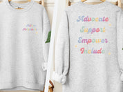 Advocate Support Empower Include Sweatshirt-Ash-Neurodiversity, ADHD & Autism Awareness & Acceptance Sweatshirt by Daily Bloom