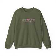 Autism Sweatshirt By Daily Bloom Advocate Support Empower Love Hearts Sweatshirt Military Green / S