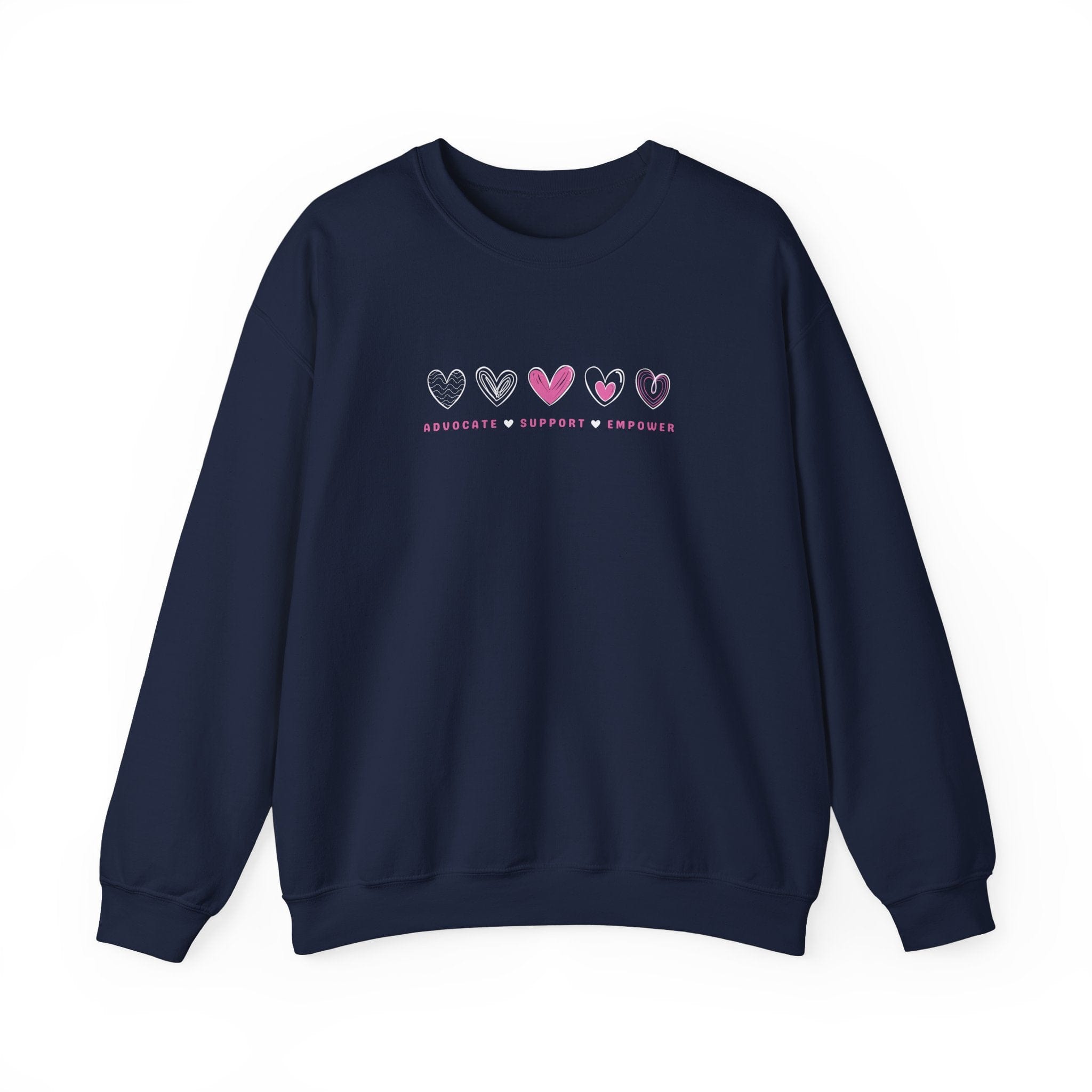 Autism Sweatshirt By Daily Bloom Advocate Support Empower Love Hearts Sweatshirt Navy / S