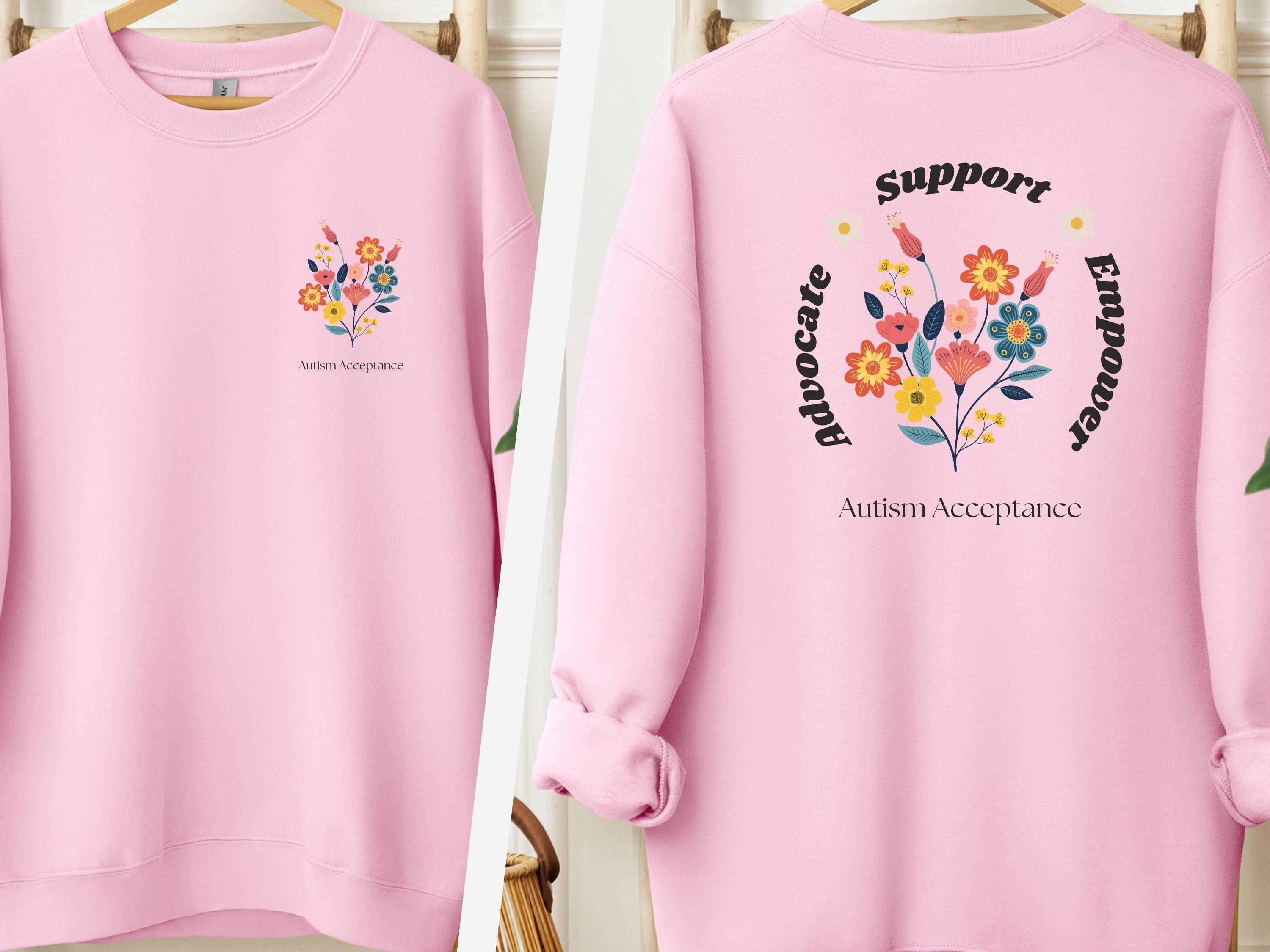 Advocate Support Empower Sweatshirt-Light Pink-Neurodiversity, ADHD & Autism Awareness & Acceptance Sweatshirt by Daily Bloom