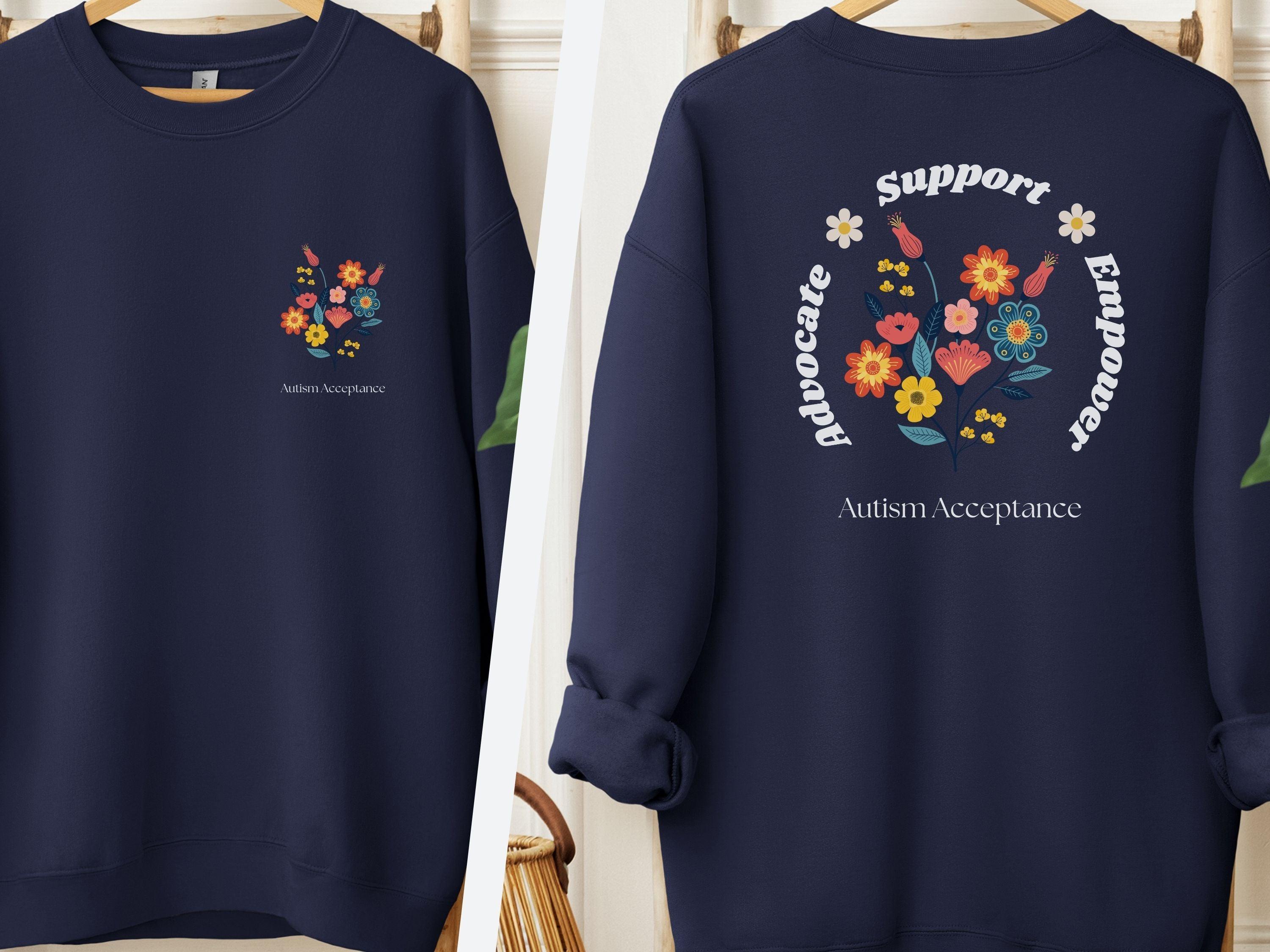 Advocate Support Empower Sweatshirt-Navy-Neurodiversity, ADHD & Autism Awareness & Acceptance Sweatshirt by Daily Bloom