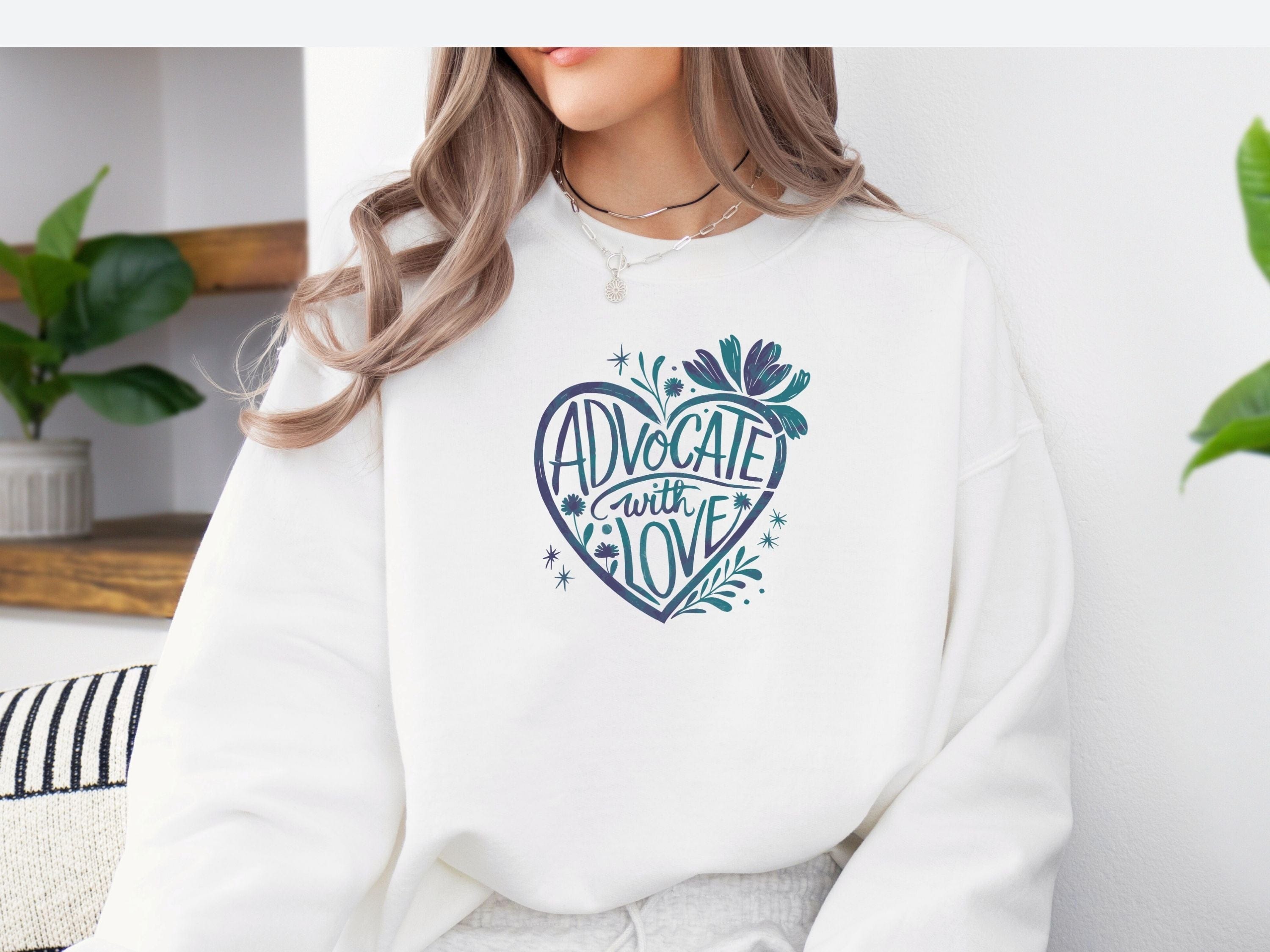 Advocate With Love Sweatshirt-Neurodiversity, ADHD & Autism Awareness & Acceptance Sweatshirt by Daily Bloom
