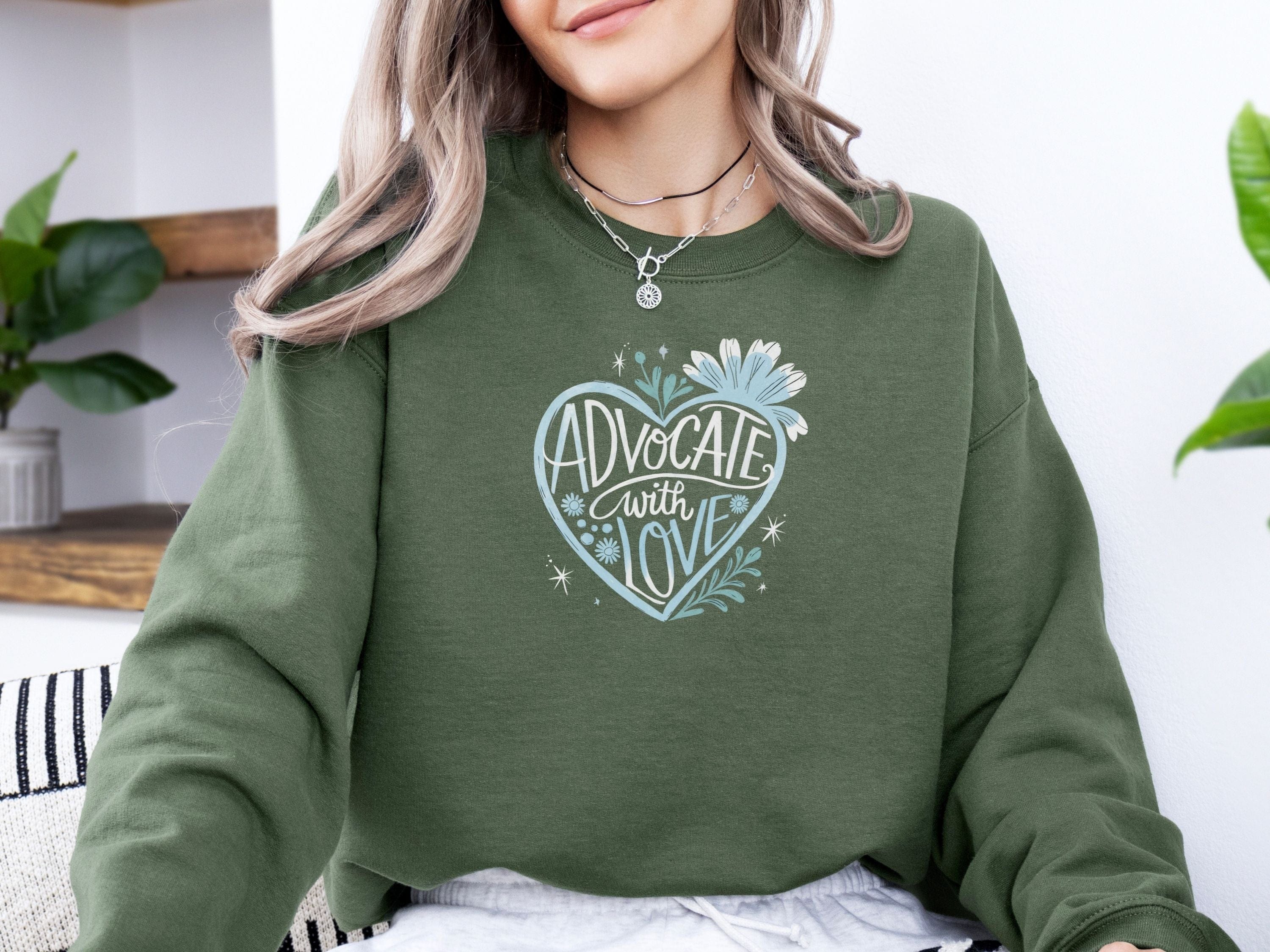 Advocate With Love Sweatshirt-Neurodiversity, ADHD & Autism Awareness & Acceptance Sweatshirt by Daily Bloom