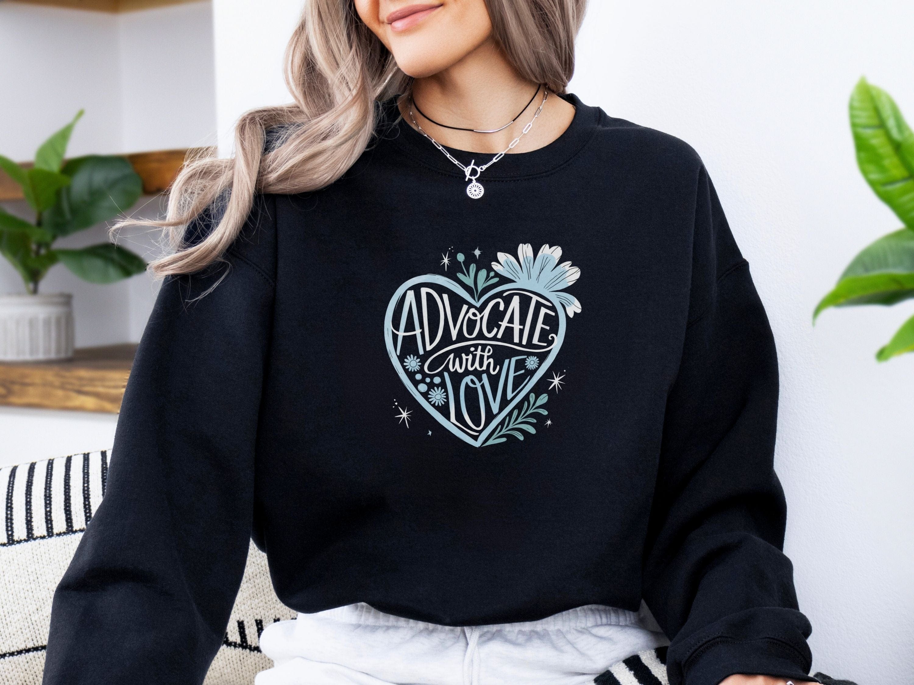 Advocate With Love Sweatshirt-Neurodiversity, ADHD & Autism Awareness & Acceptance Sweatshirt by Daily Bloom