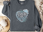 Advocate With Love Sweatshirt-Dark Heather-Neurodiversity, ADHD & Autism Awareness & Acceptance Sweatshirt by Daily Bloom