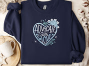 Advocate With Love Sweatshirt-Navy-Neurodiversity, ADHD & Autism Awareness & Acceptance Sweatshirt by Daily Bloom