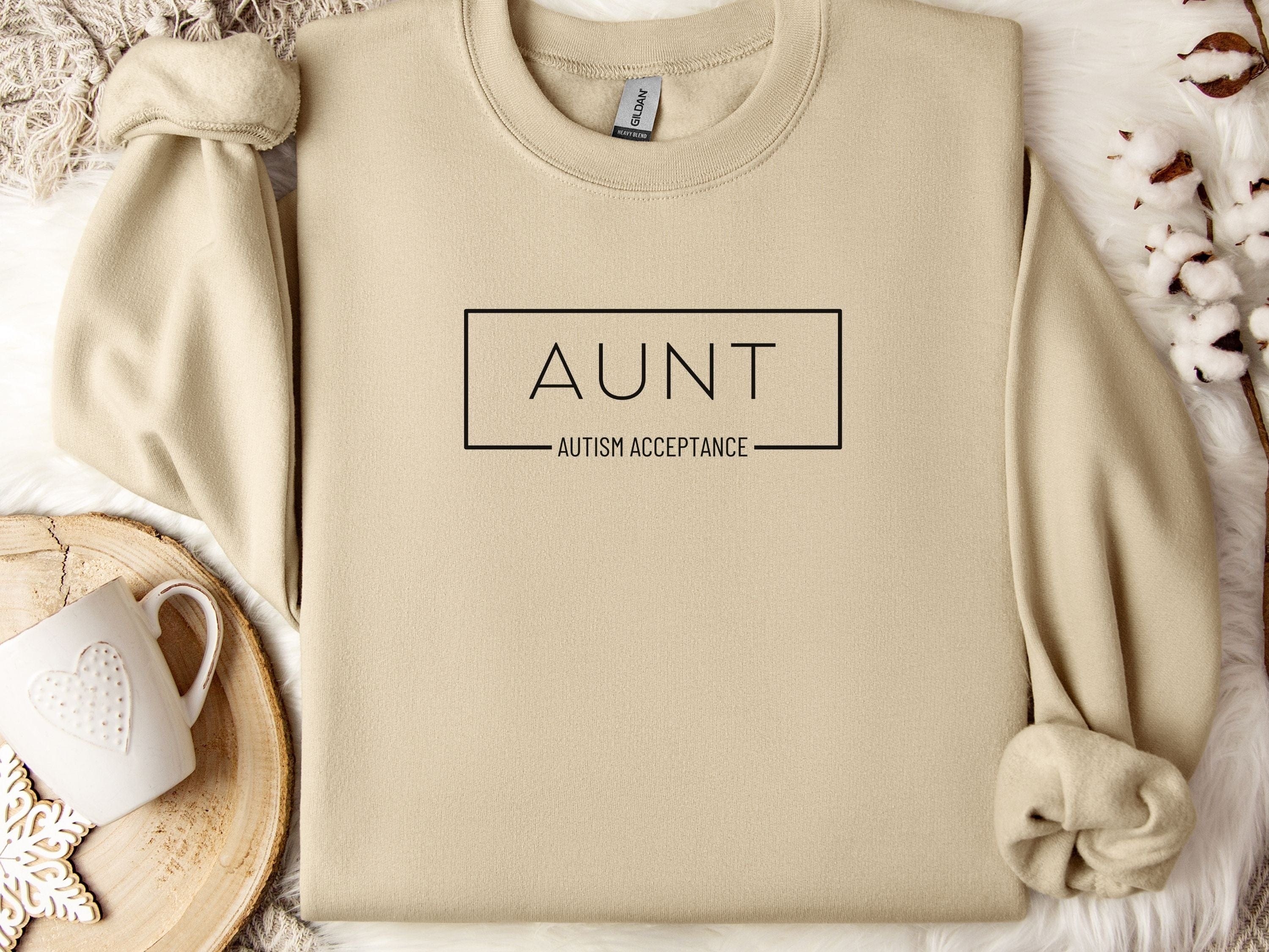 Aunt Box Sweatshirt-Sand-Neurodiversity, ADHD & Autism Awareness & Acceptance Sweatshirt by Daily Bloom