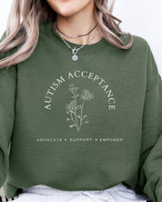 Autism Sweatshirt By Daily Bloom Autism Acceptance - Advocate Support Empower Sweatshirt