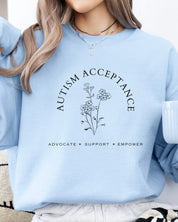 Autism Sweatshirt By Daily Bloom Autism Acceptance - Advocate Support Empower Sweatshirt