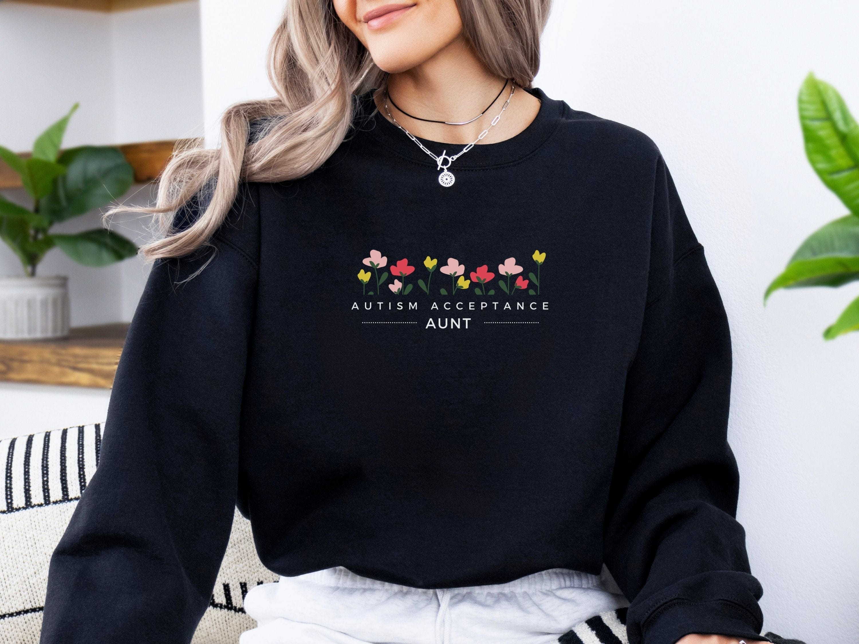 Autism Acceptance Aunt Sweatshirt-Neurodiversity, ADHD & Autism Awareness & Acceptance Sweatshirt by Daily Bloom