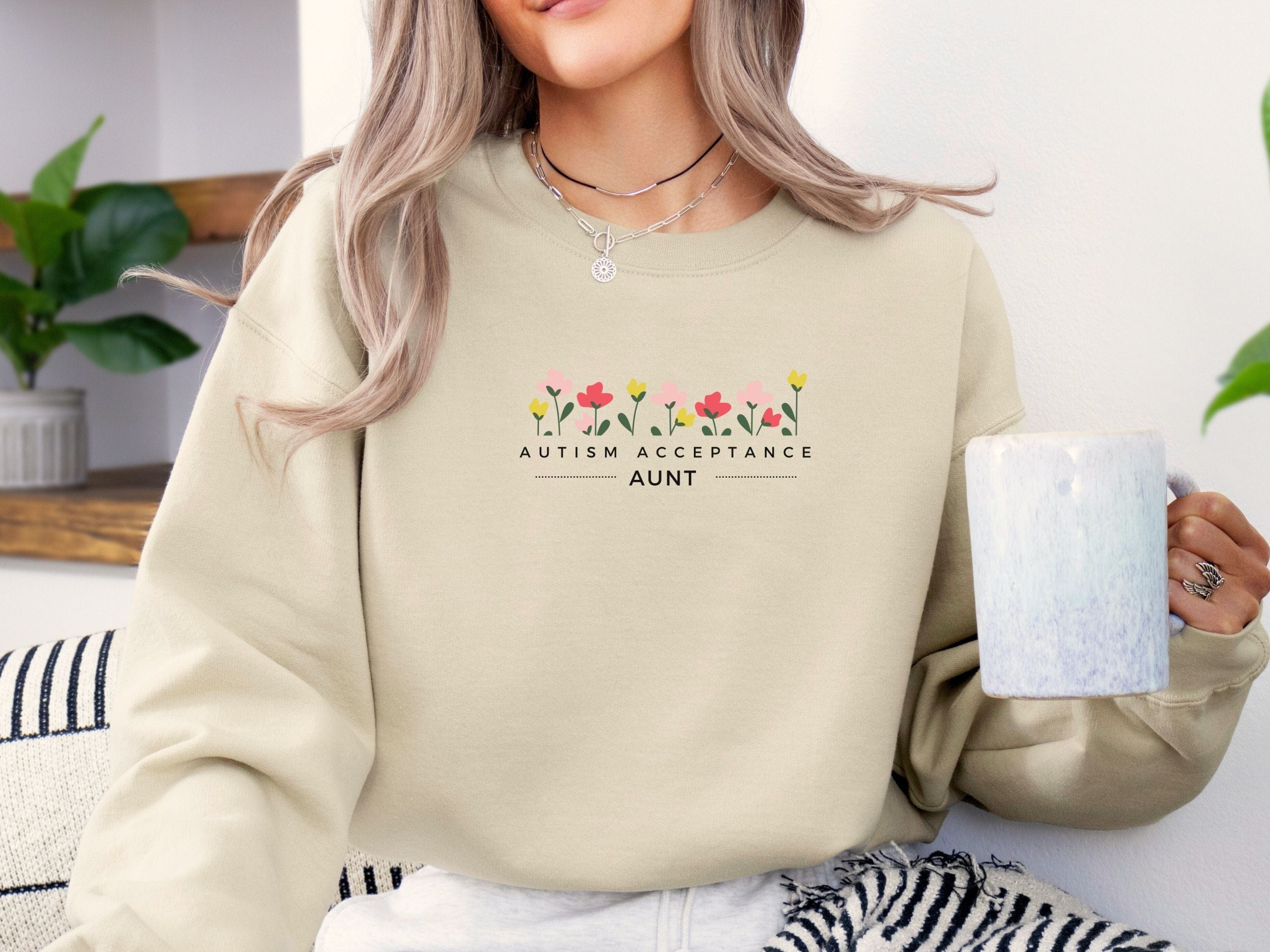 Autism Acceptance Aunt Sweatshirt-Neurodiversity, ADHD & Autism Awareness & Acceptance Sweatshirt by Daily Bloom