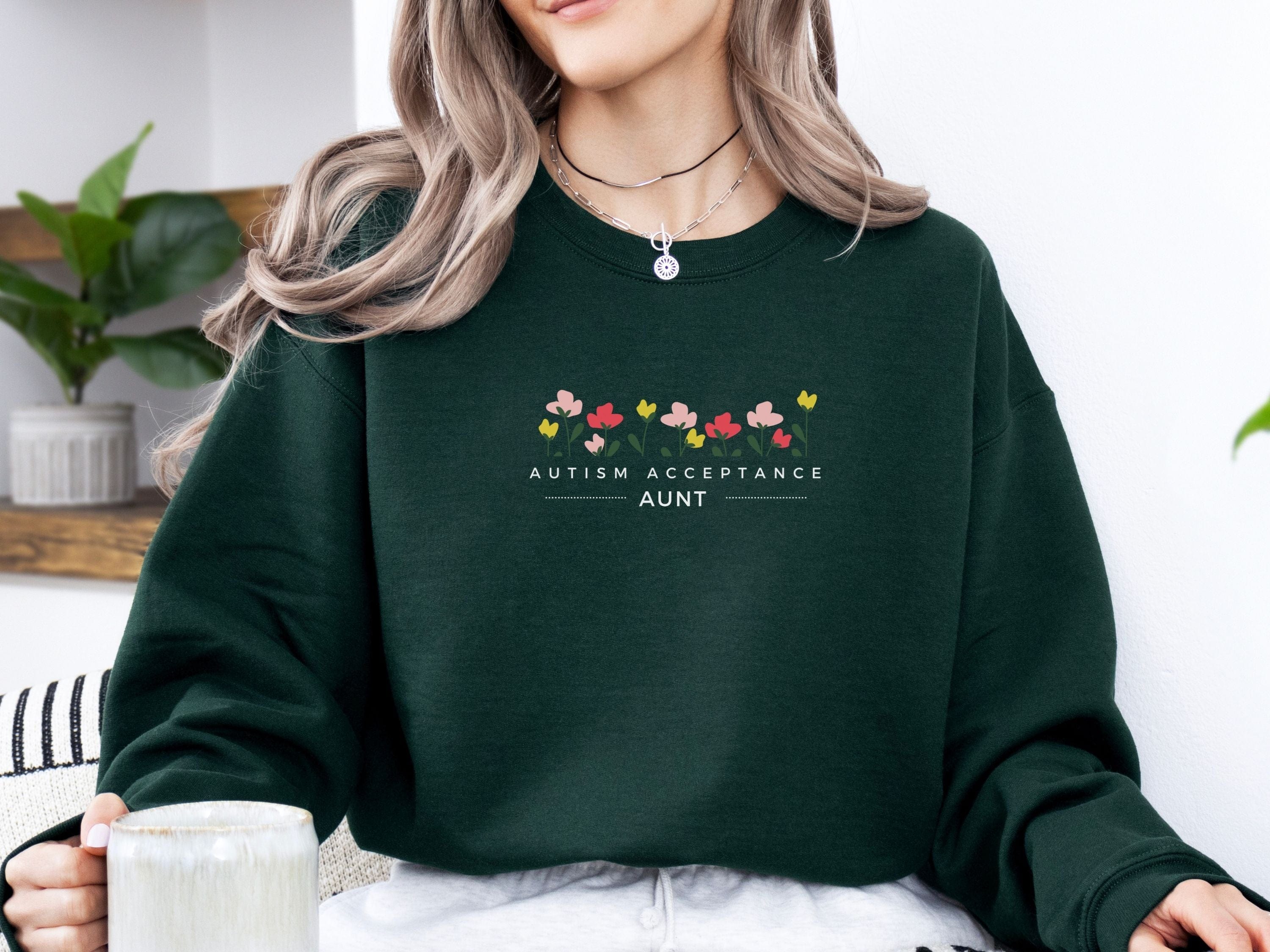 Autism Acceptance Aunt Sweatshirt-Neurodiversity, ADHD & Autism Awareness & Acceptance Sweatshirt by Daily Bloom