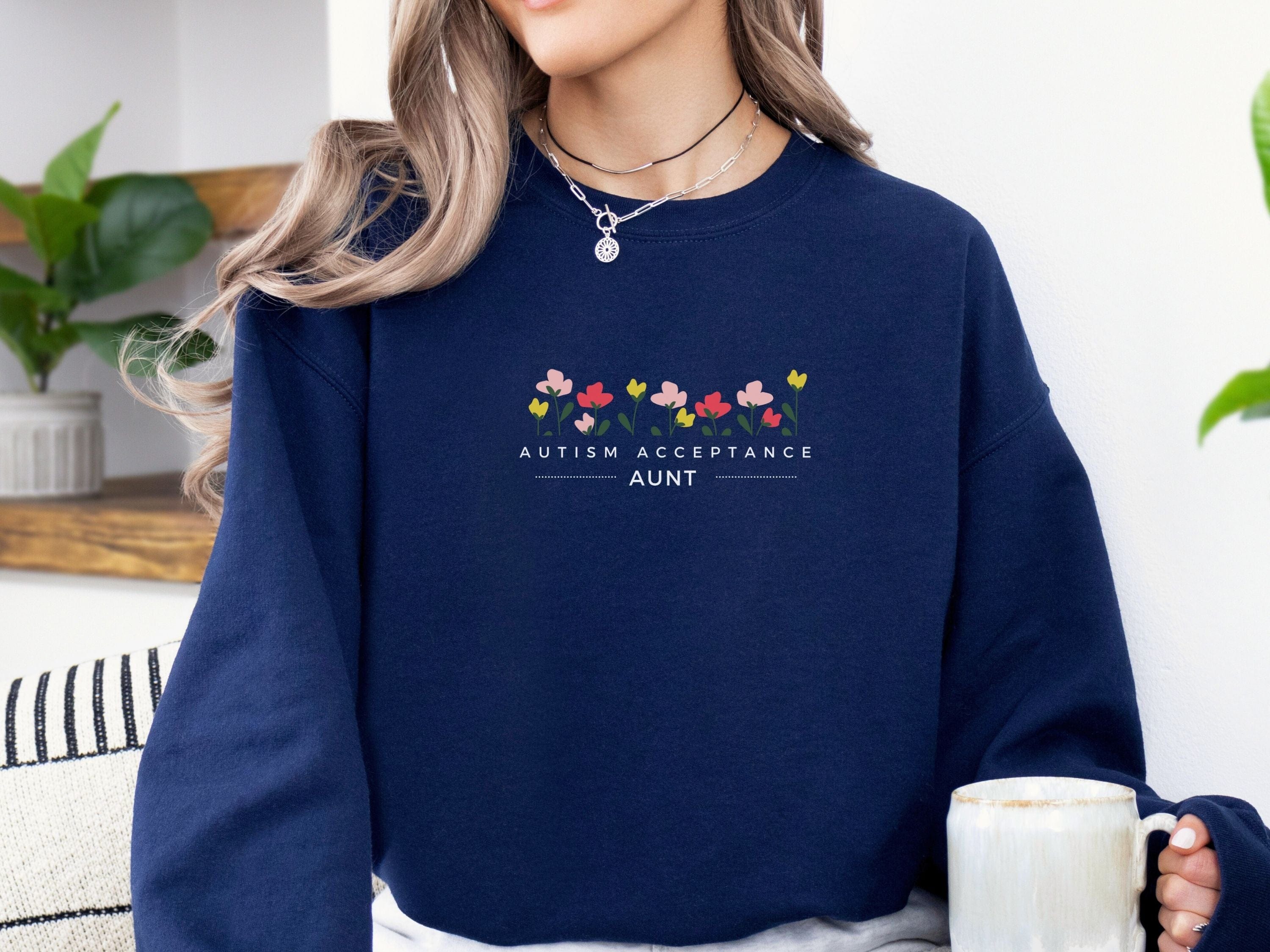 Autism Acceptance Aunt Sweatshirt-Neurodiversity, ADHD & Autism Awareness & Acceptance Sweatshirt by Daily Bloom