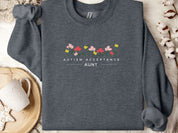Autism Acceptance Aunt Sweatshirt-Dark Heather-Neurodiversity, ADHD & Autism Awareness & Acceptance Sweatshirt by Daily Bloom