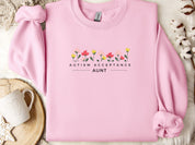Autism Acceptance Aunt Sweatshirt-Light Pink-Neurodiversity, ADHD & Autism Awareness & Acceptance Sweatshirt by Daily Bloom