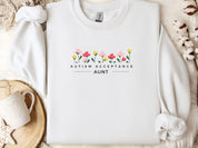 Autism Acceptance Aunt Sweatshirt-White-Neurodiversity, ADHD & Autism Awareness & Acceptance Sweatshirt by Daily Bloom