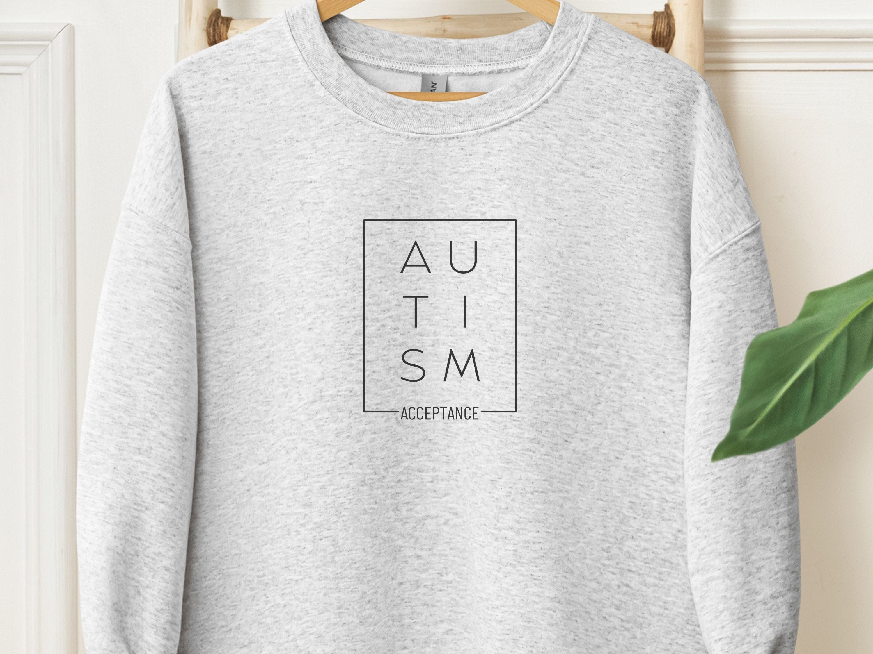 Autism Acceptance Box Sweatshirt-Ash-Neurodiversity, ADHD & Autism Awareness & Acceptance Sweatshirt by Daily Bloom