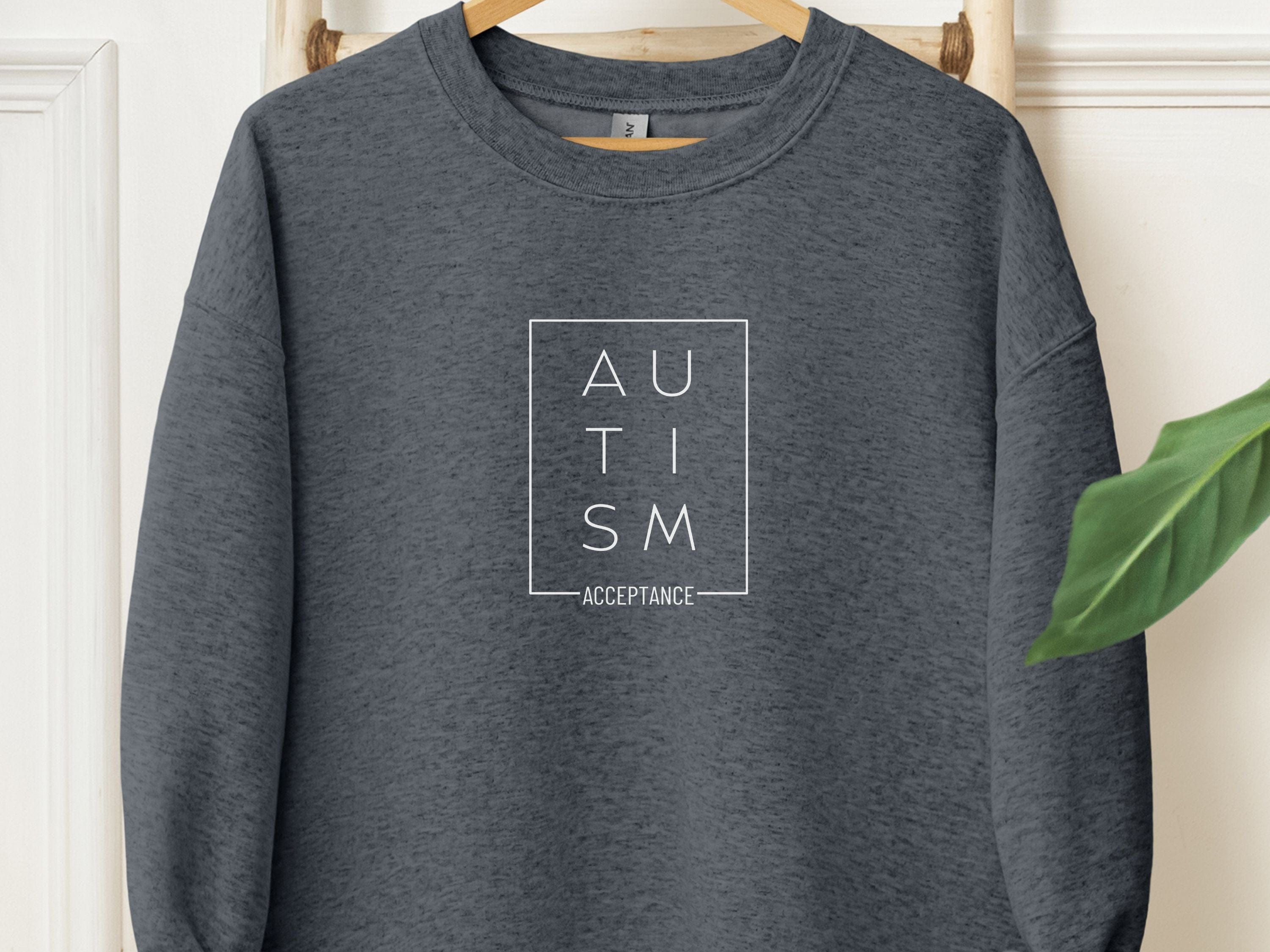 Autism Acceptance Box Sweatshirt-Dark Heather-Neurodiversity, ADHD & Autism Awareness & Acceptance Sweatshirt by Daily Bloom