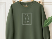 Autism Acceptance Box Sweatshirt-Military Green-Neurodiversity, ADHD & Autism Awareness & Acceptance Sweatshirt by Daily Bloom