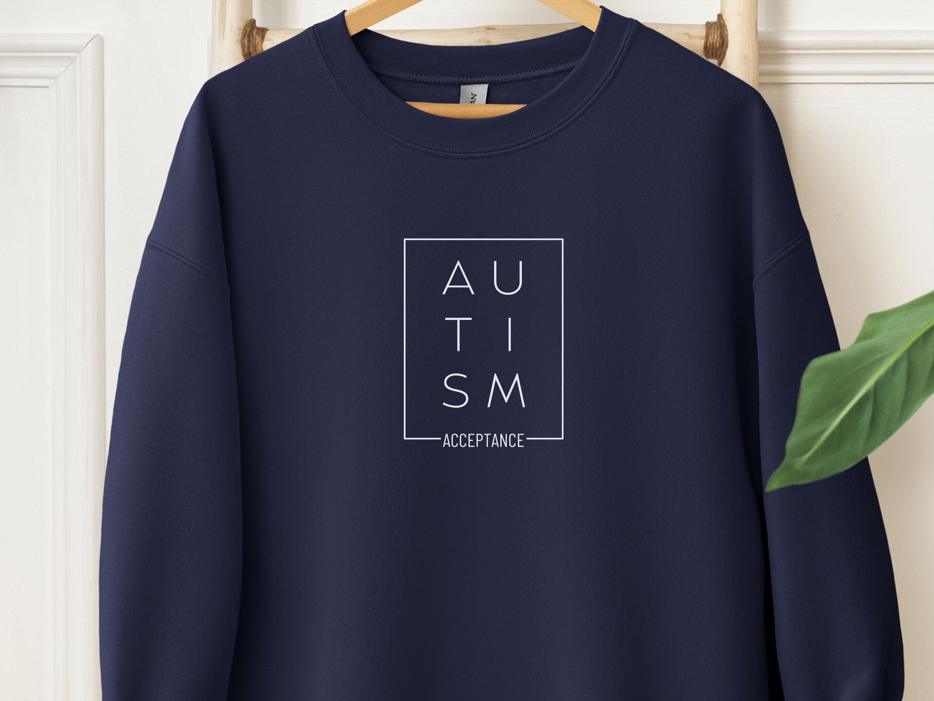 Autism Acceptance Box Sweatshirt-Navy-Neurodiversity, ADHD & Autism Awareness & Acceptance Sweatshirt by Daily Bloom