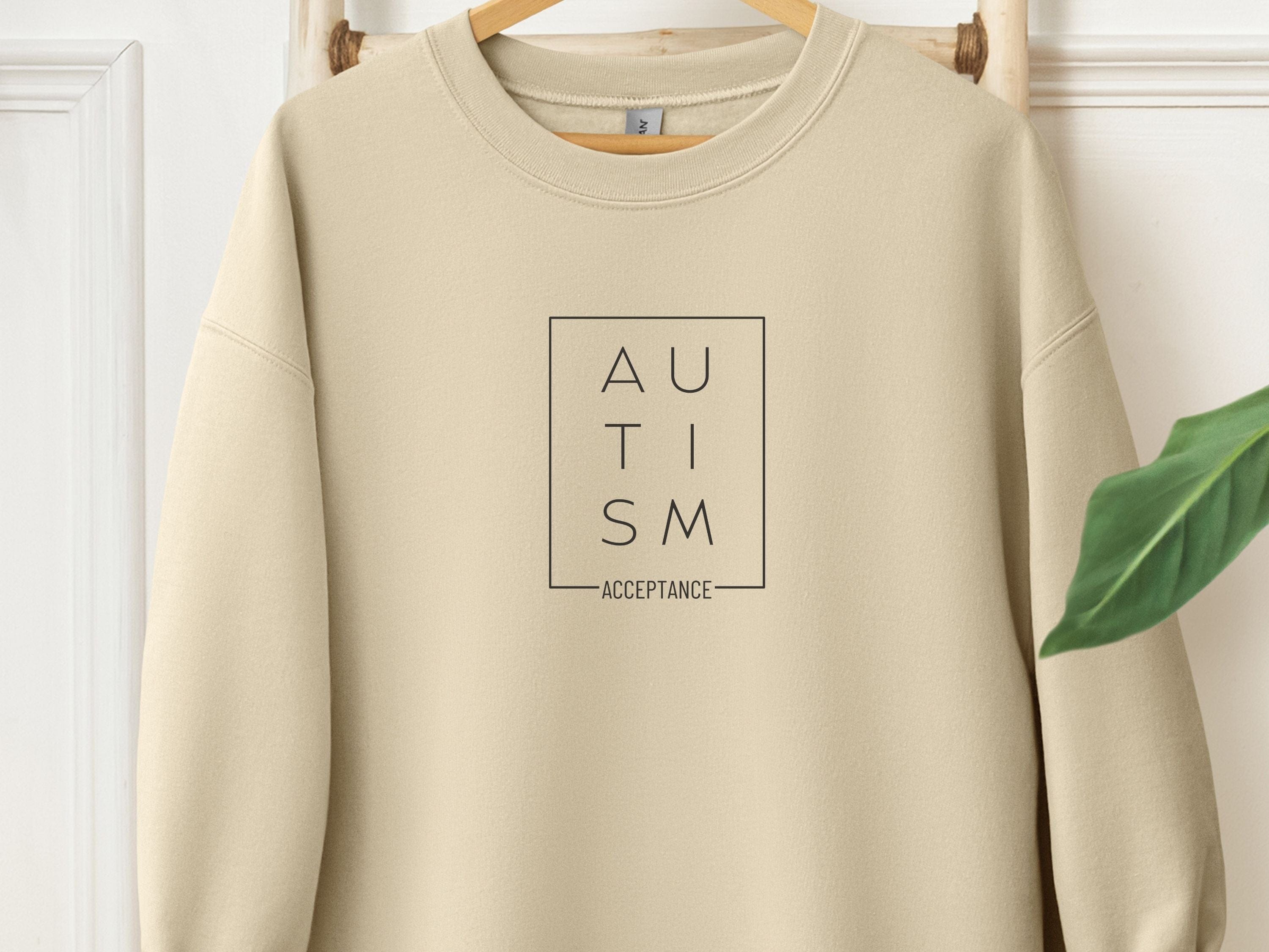 Autism Acceptance Box Sweatshirt-Sand-Neurodiversity, ADHD & Autism Awareness & Acceptance Sweatshirt by Daily Bloom