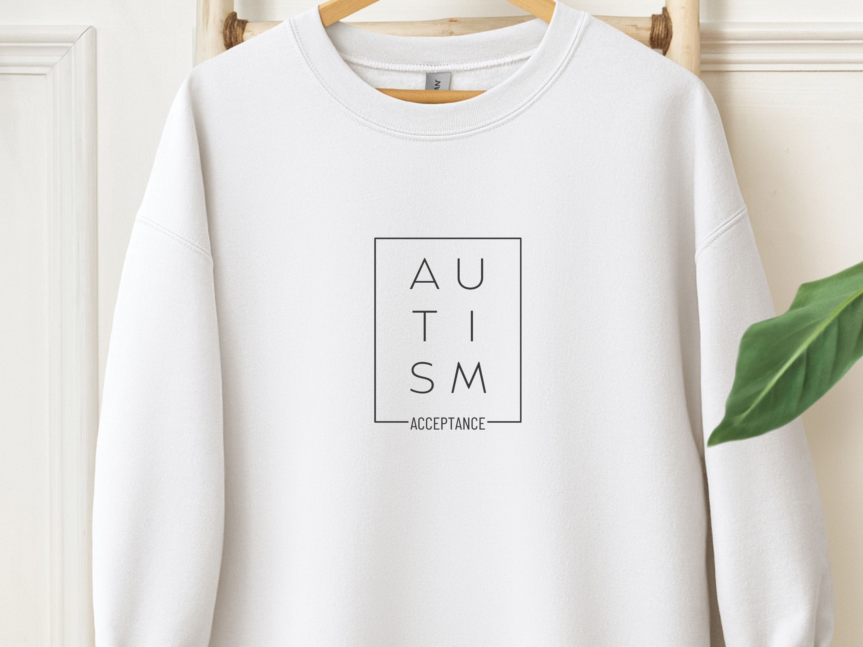 Autism Acceptance Box Sweatshirt-White-Neurodiversity, ADHD & Autism Awareness & Acceptance Sweatshirt by Daily Bloom