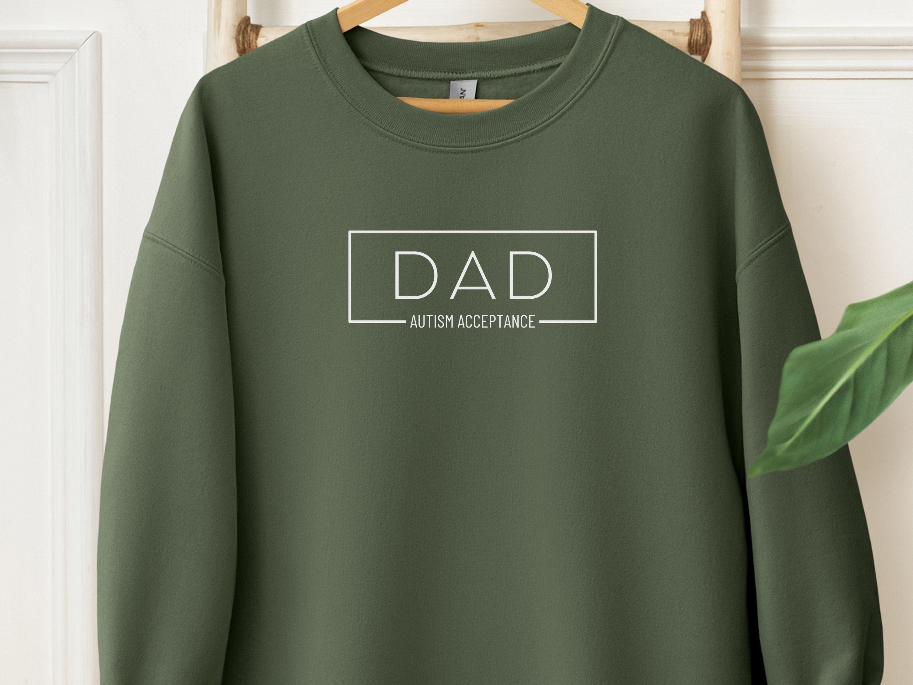 Autism Acceptance Dad Box Sweatshirt-Military Green-Neurodiversity, ADHD & Autism Awareness & Acceptance Sweatshirt by Daily Bloom
