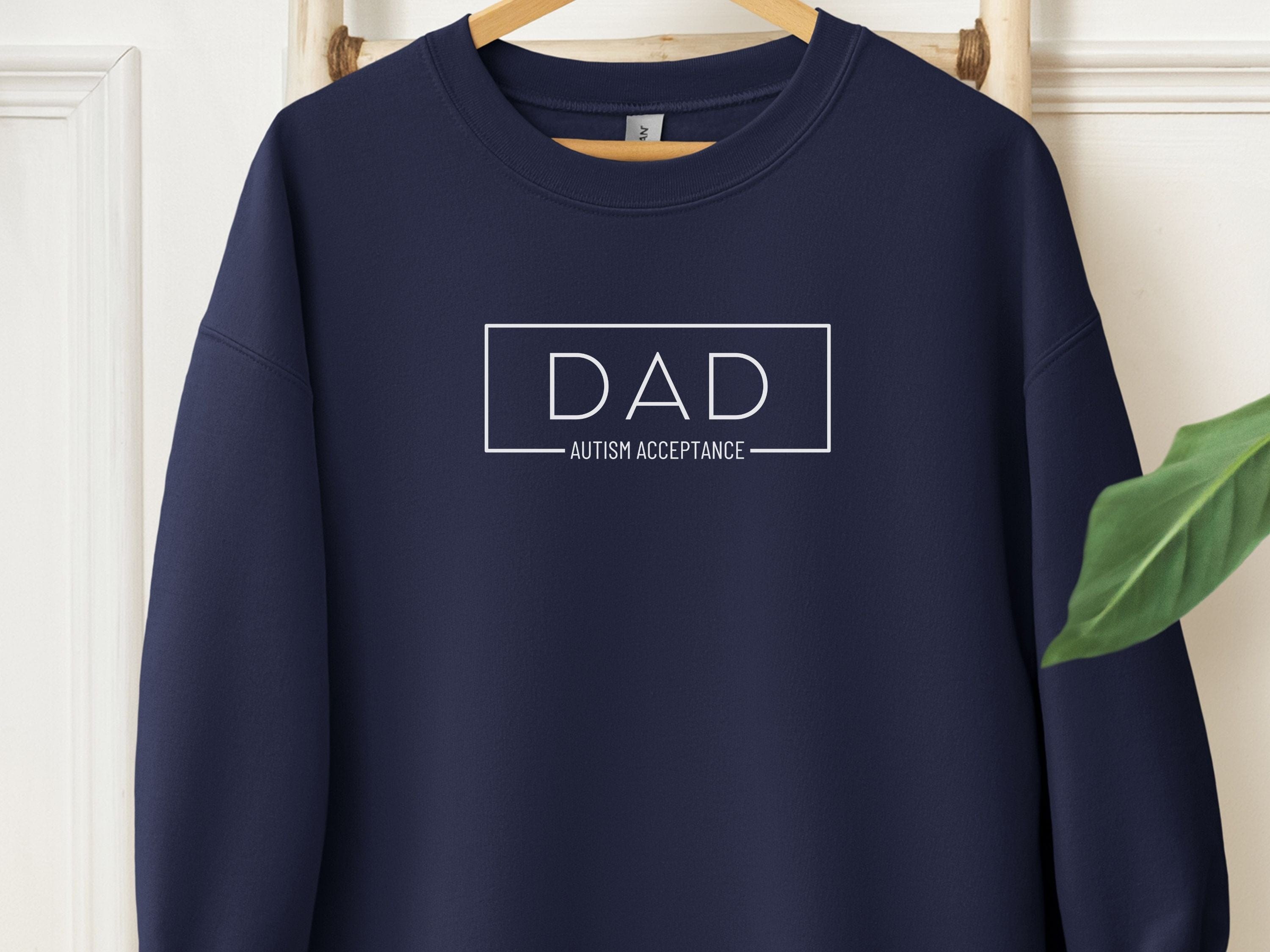 Autism Acceptance Dad Box Sweatshirt-Navy-Neurodiversity, ADHD & Autism Awareness & Acceptance Sweatshirt by Daily Bloom