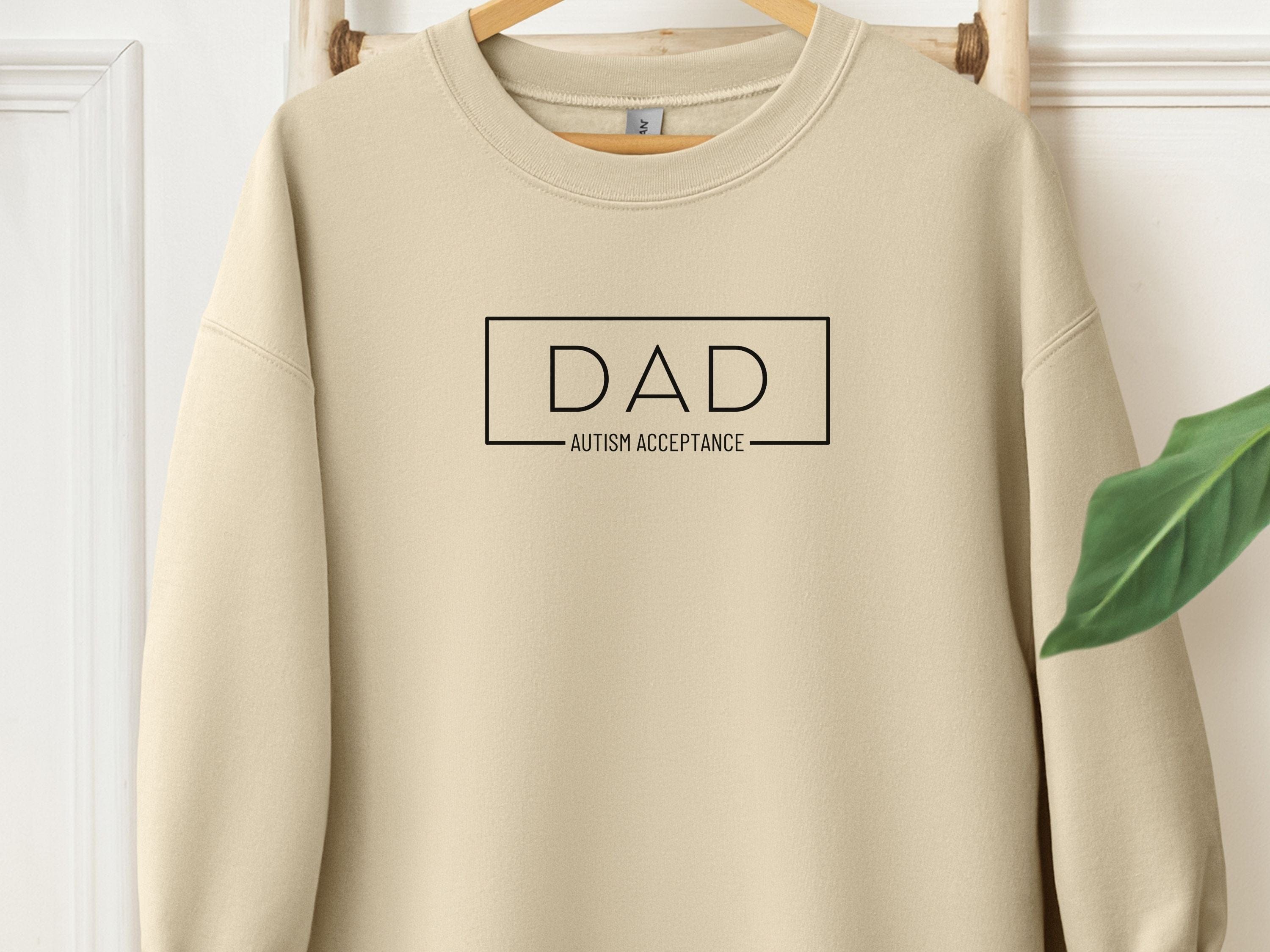 Autism Acceptance Dad Box Sweatshirt-Sand-Neurodiversity, ADHD & Autism Awareness & Acceptance Sweatshirt by Daily Bloom
