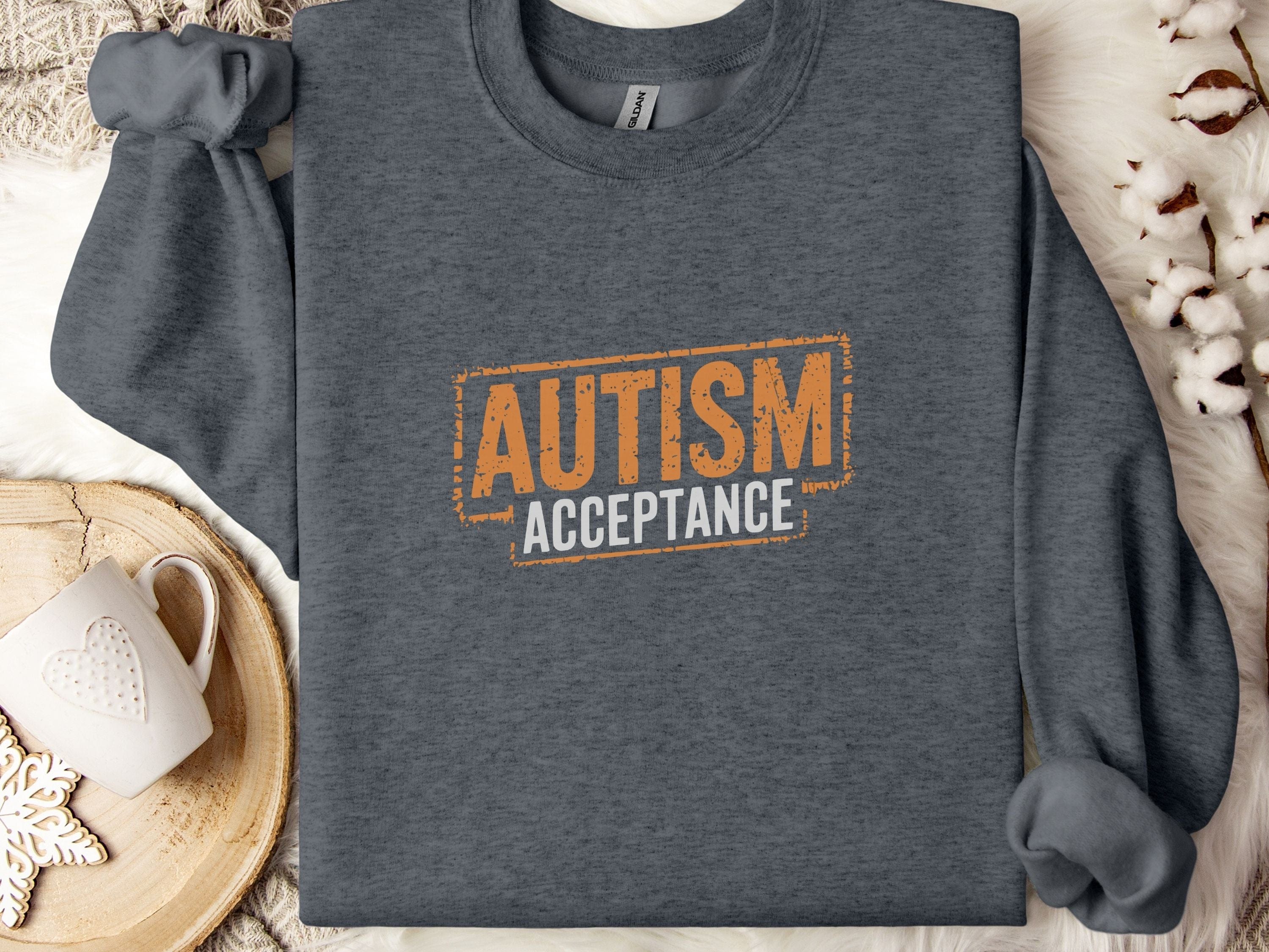 Autism Acceptance Graffiti Sweatshirt-Dark Heather-Neurodiversity, ADHD & Autism Awareness & Acceptance Sweatshirt by Daily Bloom