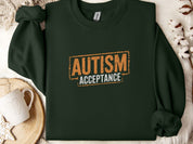 Autism Acceptance Graffiti Sweatshirt-Forest Green-Neurodiversity, ADHD & Autism Awareness & Acceptance Sweatshirt by Daily Bloom