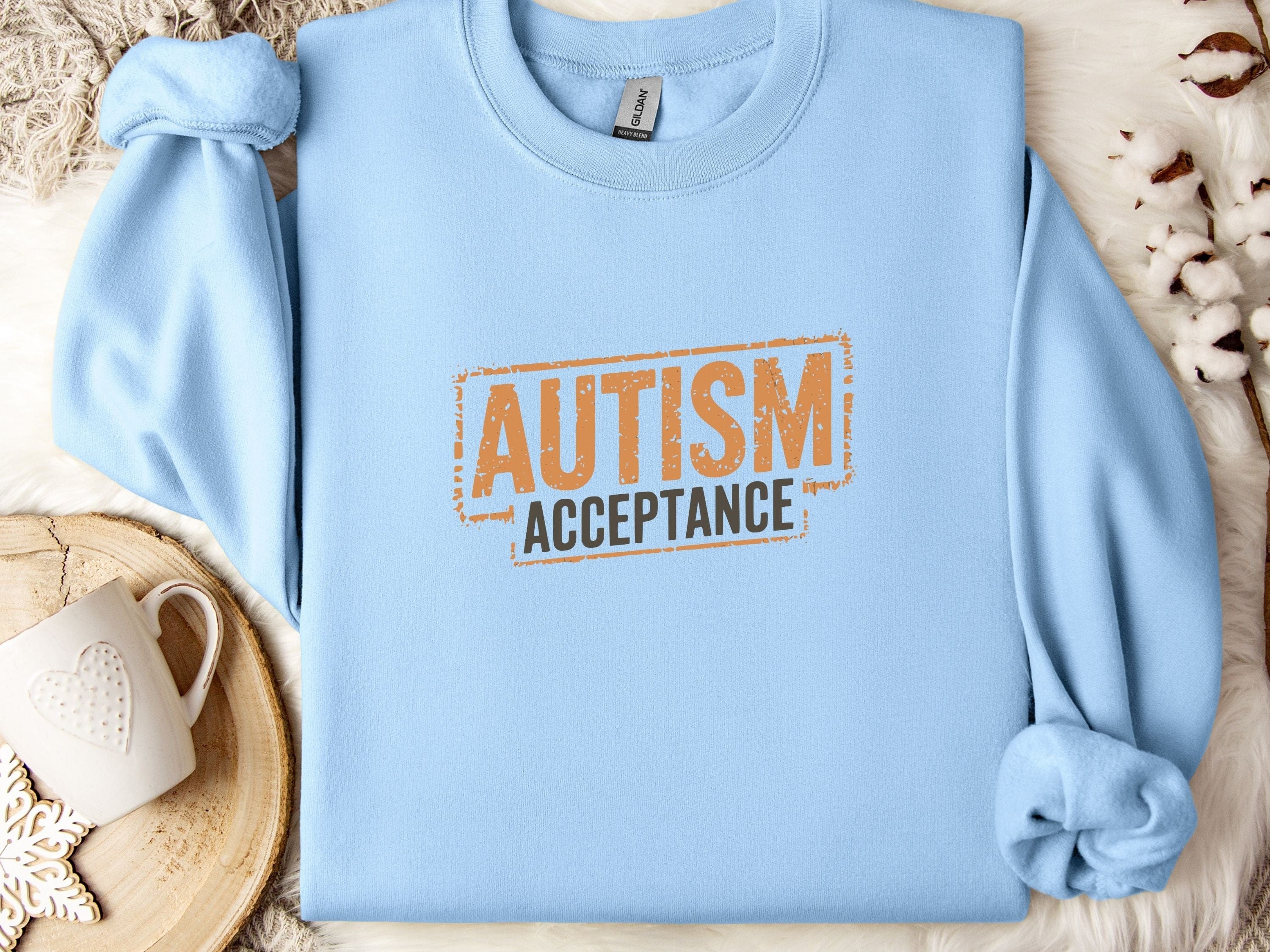 Autism Acceptance Graffiti Sweatshirt-Light Blue-Neurodiversity, ADHD & Autism Awareness & Acceptance Sweatshirt by Daily Bloom