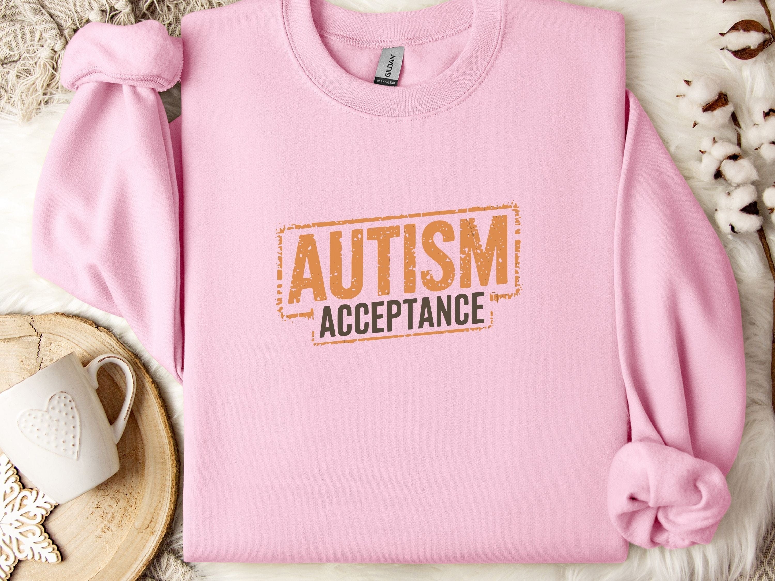 Autism Acceptance Graffiti Sweatshirt-Light Pink-Neurodiversity, ADHD & Autism Awareness & Acceptance Sweatshirt by Daily Bloom