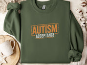 Autism Acceptance Graffiti Sweatshirt-Military Green-Neurodiversity, ADHD & Autism Awareness & Acceptance Sweatshirt by Daily Bloom