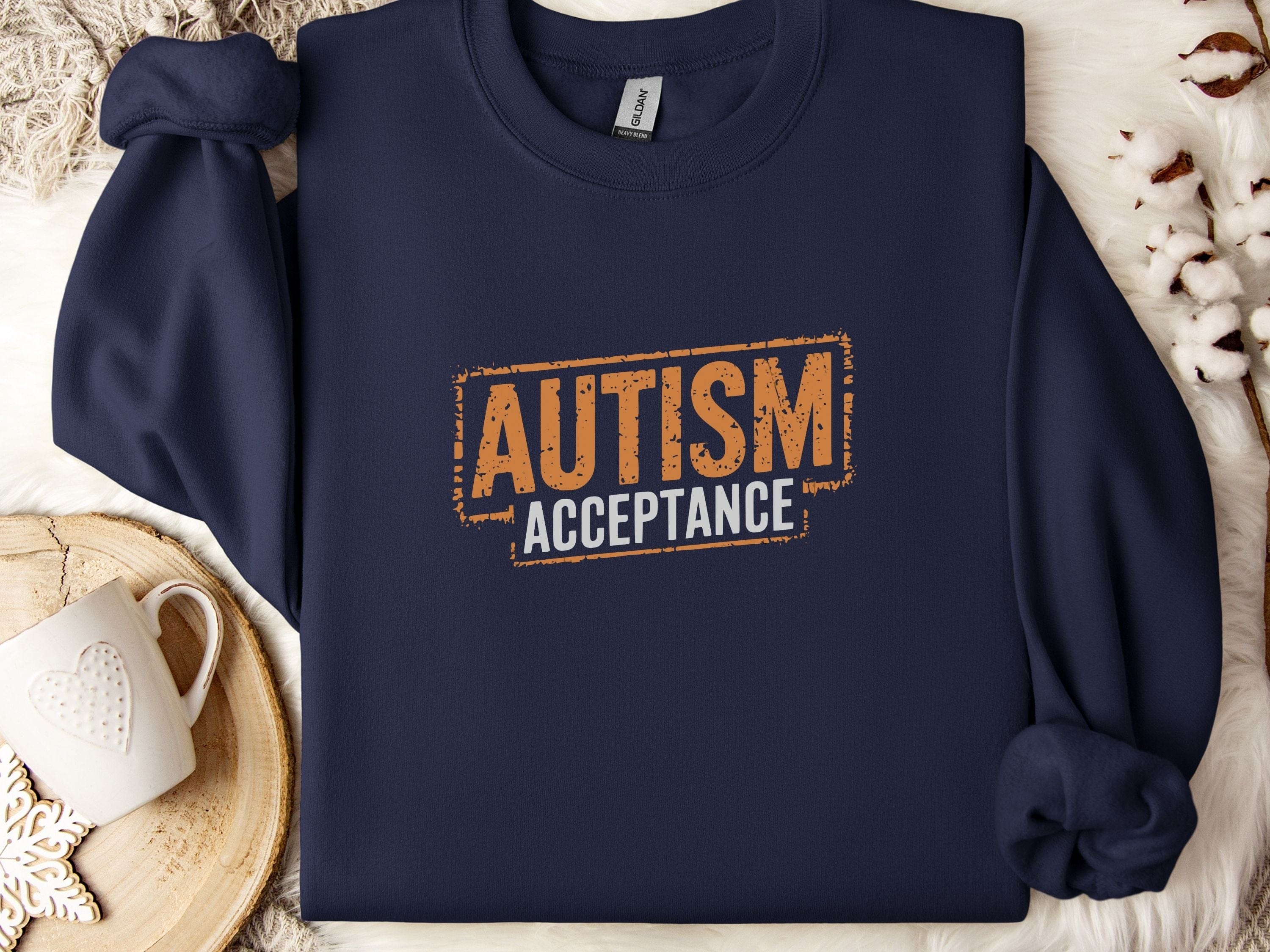 Autism Acceptance Graffiti Sweatshirt-Navy-Neurodiversity, ADHD & Autism Awareness & Acceptance Sweatshirt by Daily Bloom