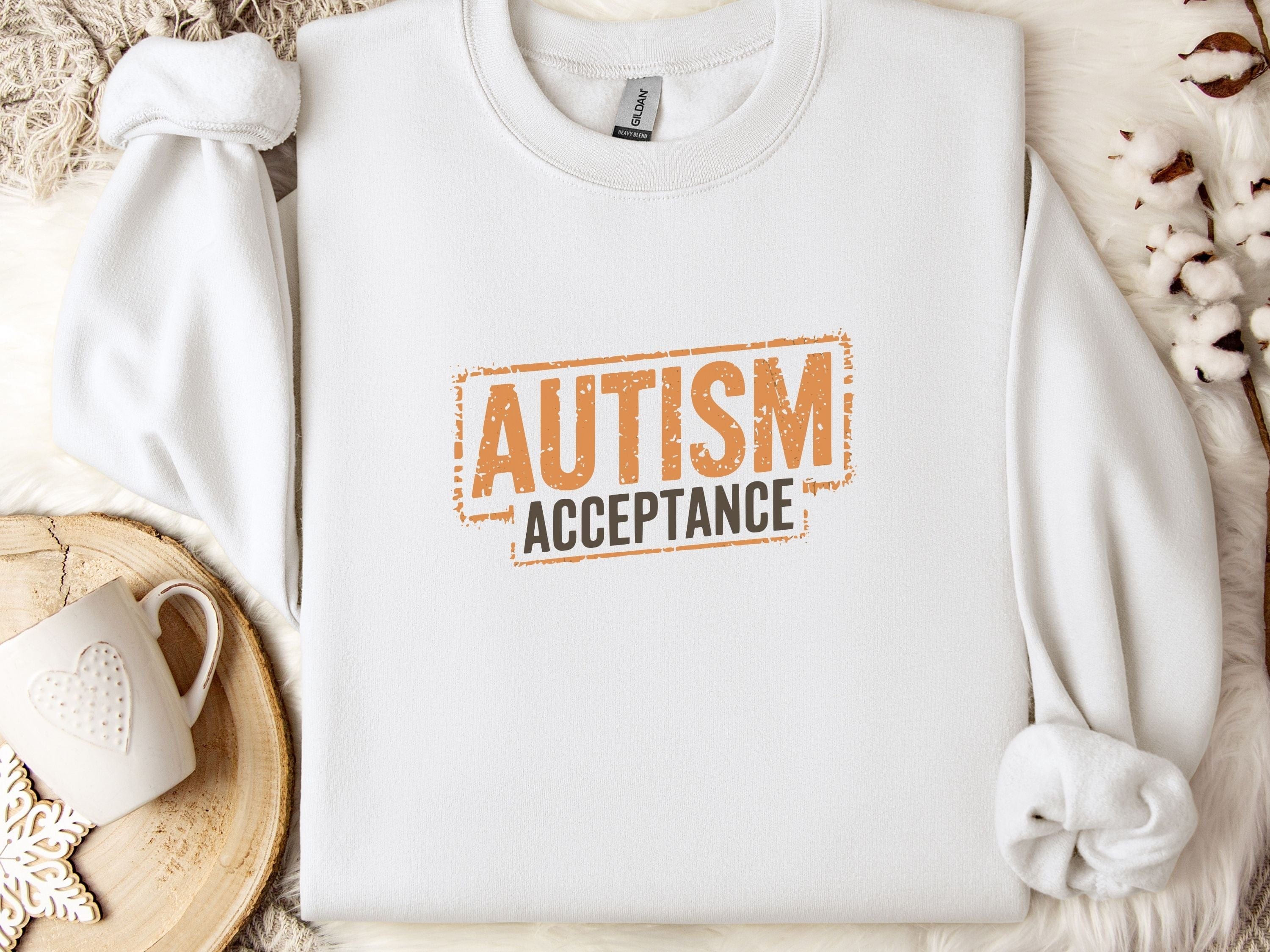 Autism Acceptance Graffiti Sweatshirt-White-Neurodiversity, ADHD & Autism Awareness & Acceptance Sweatshirt by Daily Bloom