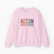 Autism Sweatshirt By Daily Bloom Autism Acceptance Grunge Rainbow Sweatshirt Light Pink / S