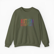 Autism Sweatshirt By Daily Bloom Autism Acceptance Grunge Rainbow Sweatshirt Military Green / S