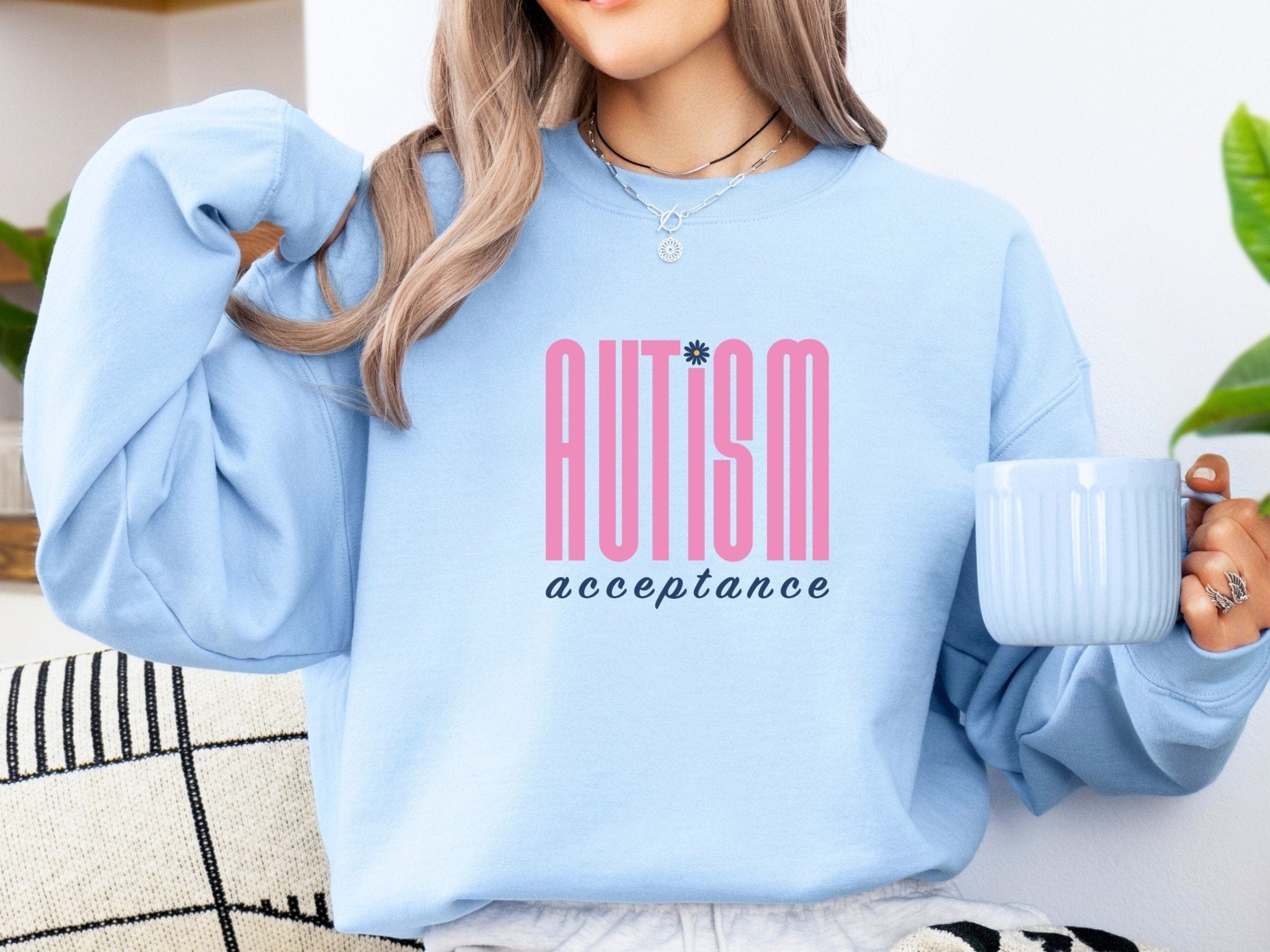 Autism Sweatshirt - Autism Acceptance Retro Pink Sweatshirt - Daily Bloom