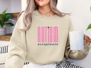 Autism Acceptance Retro Pink Sweatshirt-Neurodiversity, ADHD & Autism Awareness & Acceptance Sweatshirt by Daily Bloom